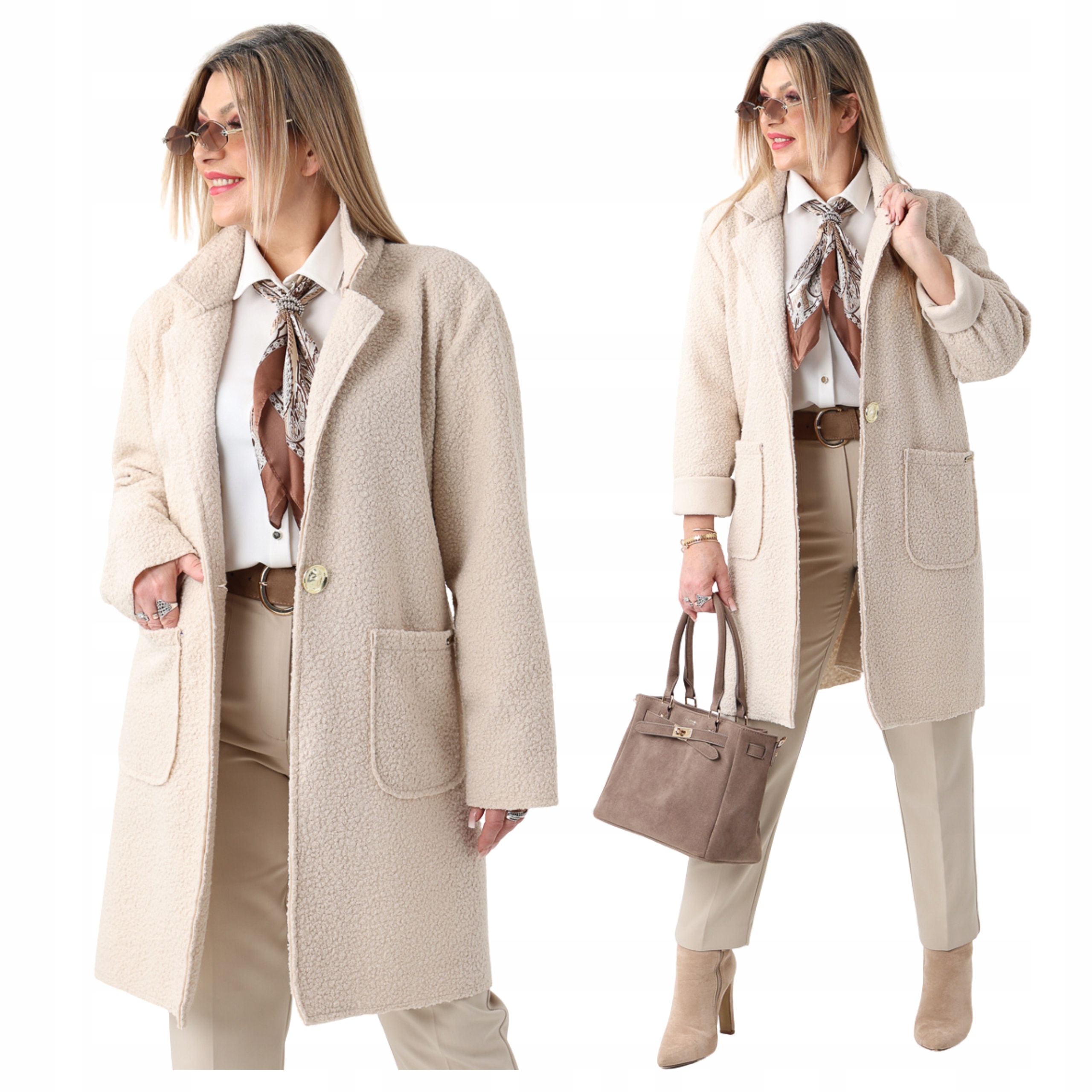 Płaszcz bukla damski przejściowy Polski Producent duże rozmiary