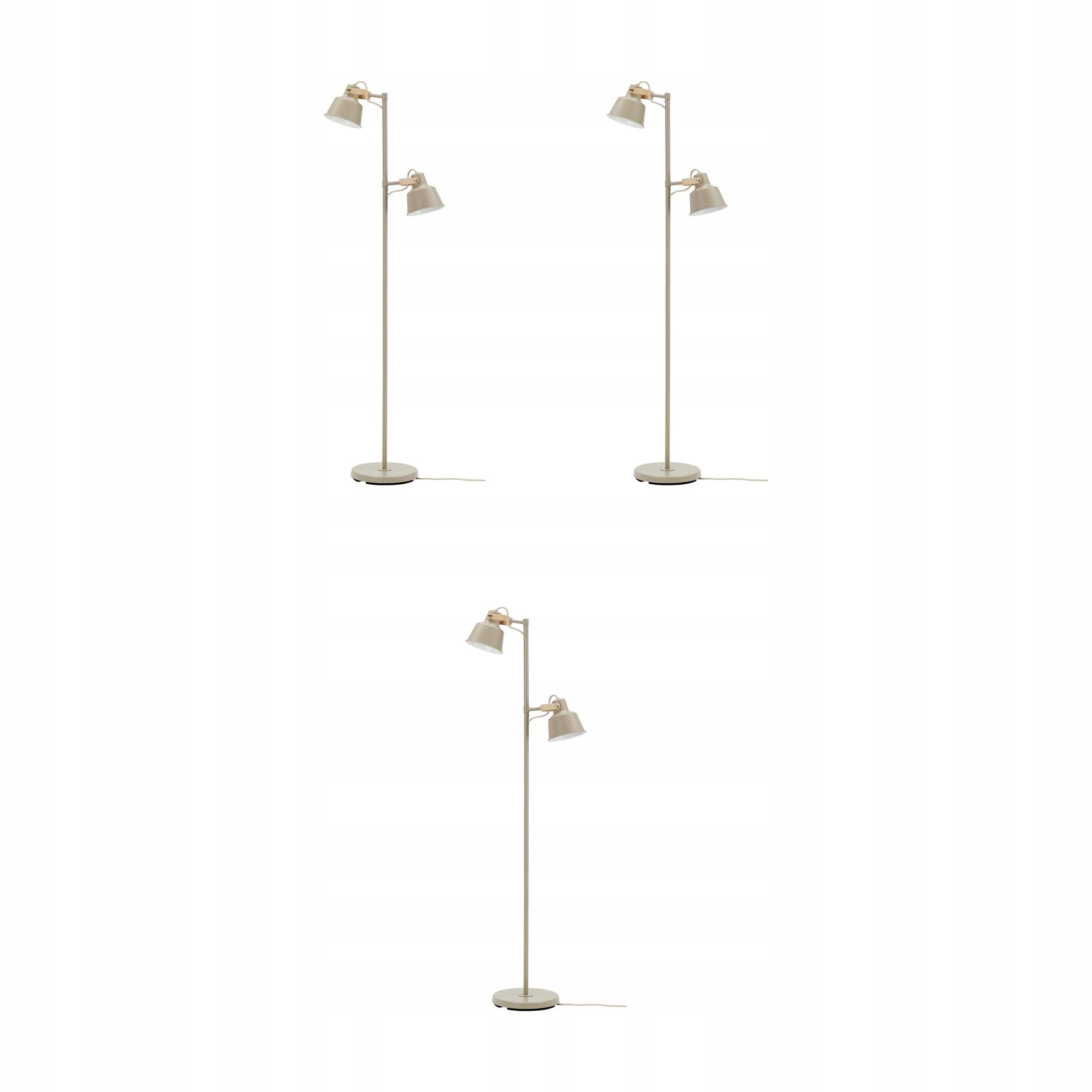 3 ks Led stojací lampa 2-bodová béžová s jasanem E14