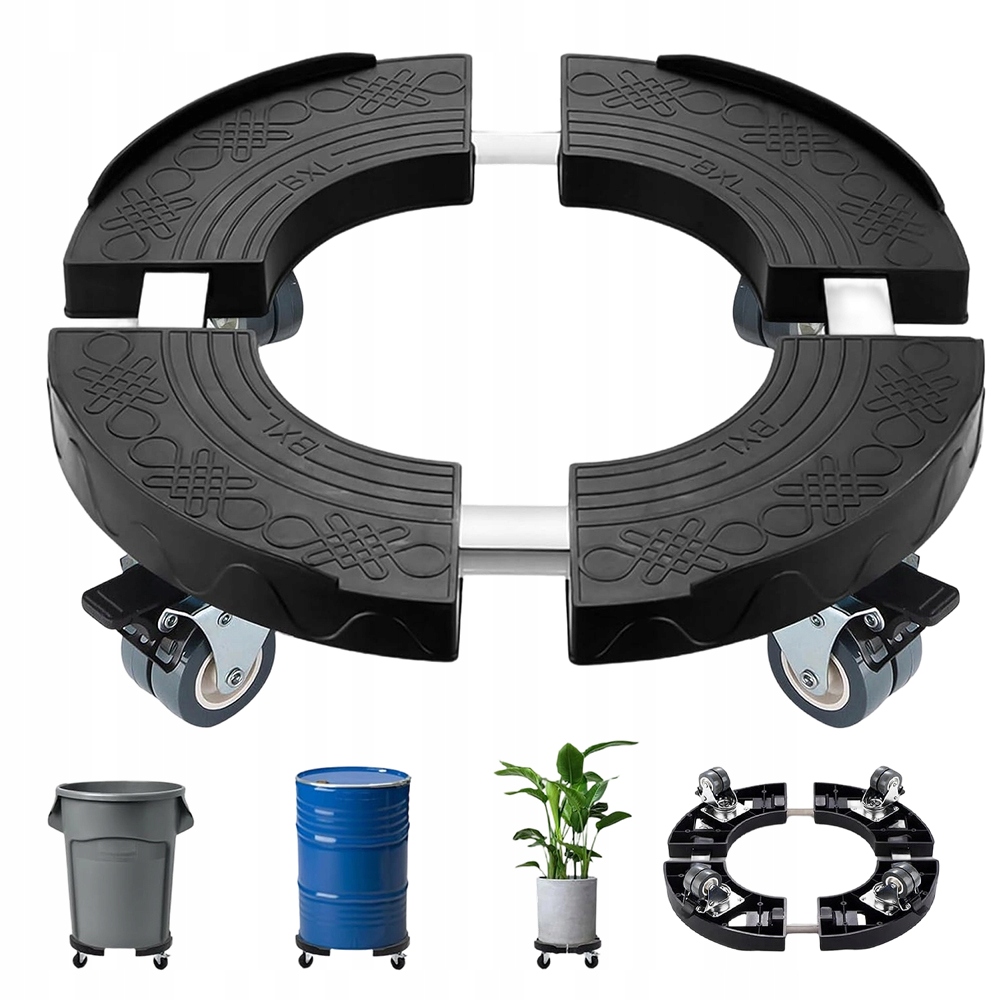 Rám Pod Květináč S Brzdami 38-48CM Nosnost 220KG Černý Kola 76MM