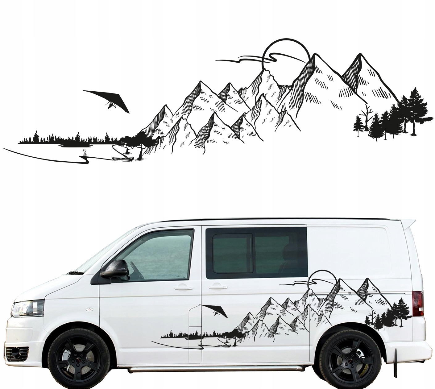 Samolepka Na Bok Auta Les Hory Jezero 58x200