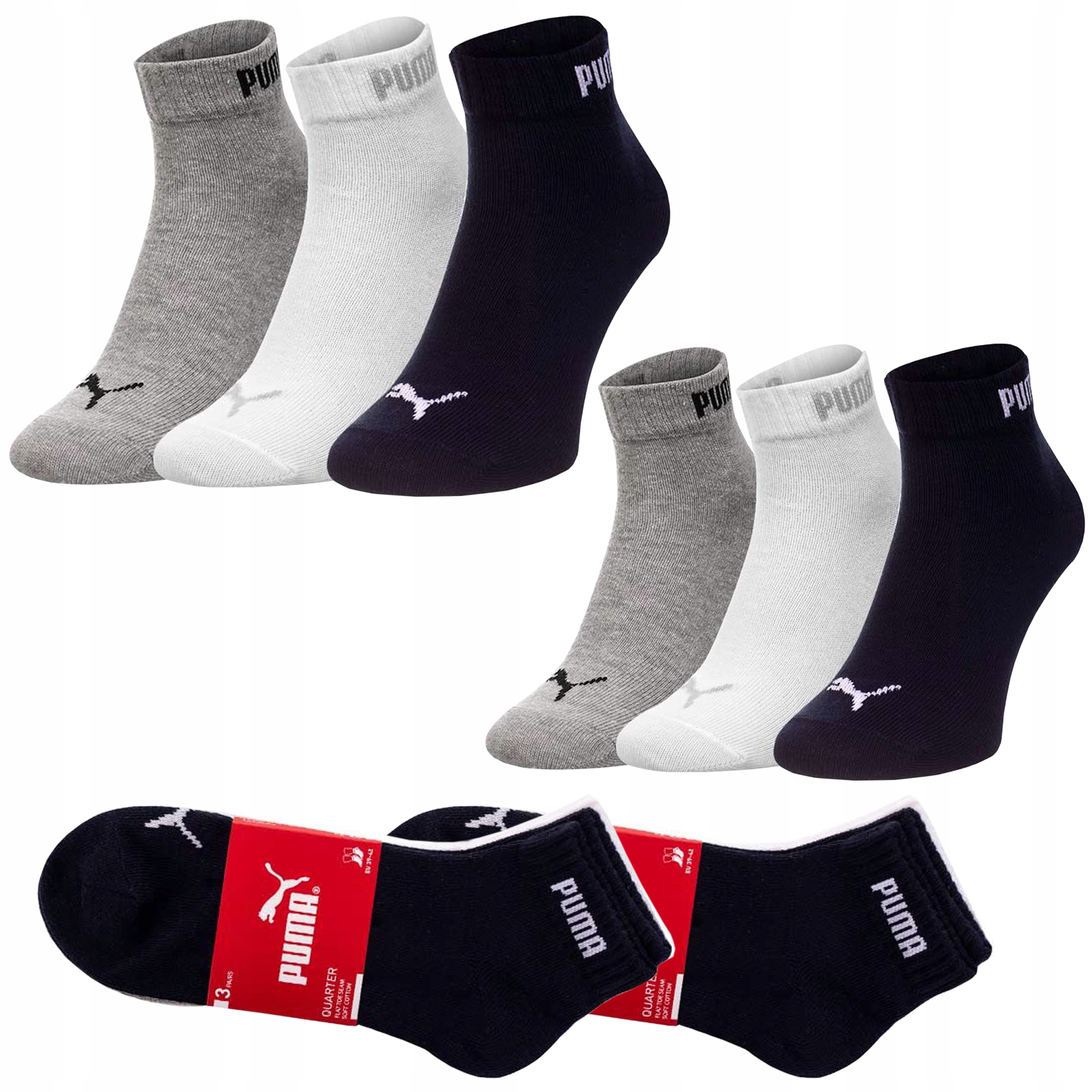 

Zakostki Puma Unisex 2x3Pary White/grey/navy 43/46