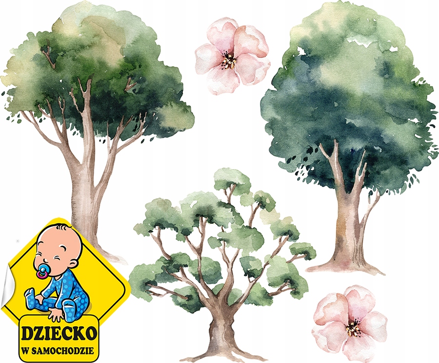

XXL Naklejki na ścianę Pastelowe Drzewa 57x104