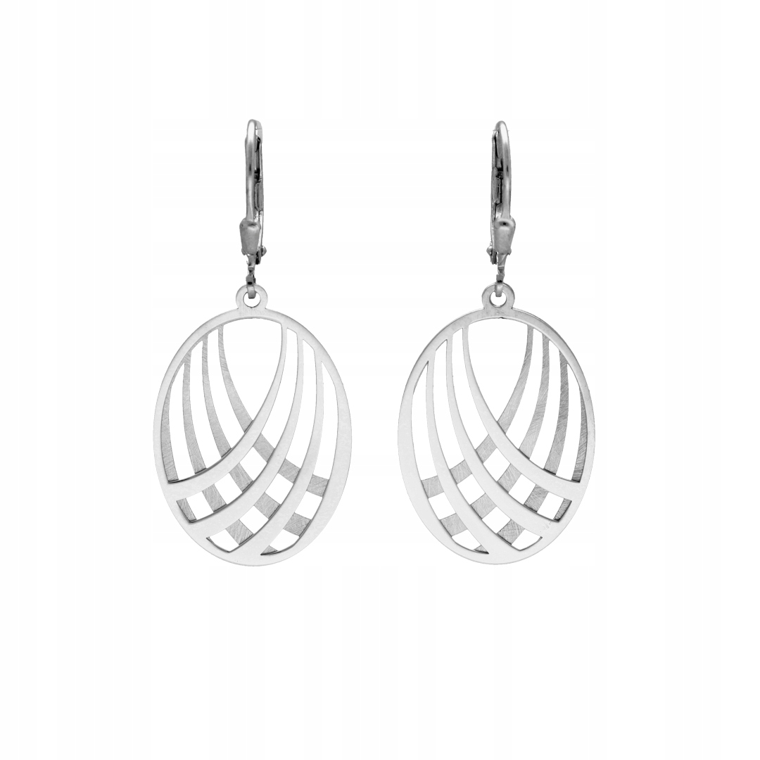 Náušnice oválné stříbro rhodiované