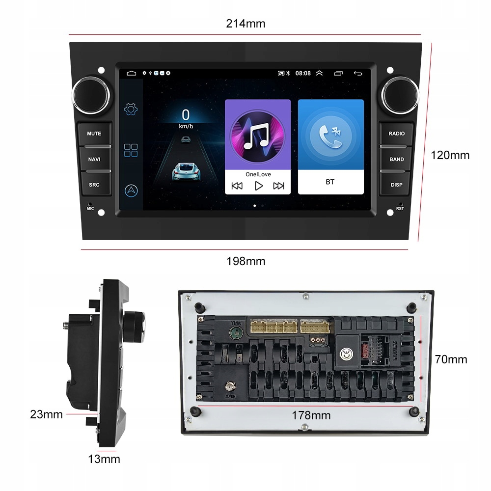 RADIO 7' ANDROID CANBUS DO OPEL VECTRA C 2002-2008 Montaż niestandardowy