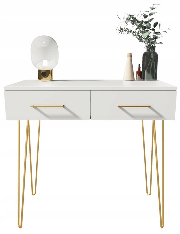 Toaletka V1 BIS biała złote nogi glamour konsola PER Marka Matkam