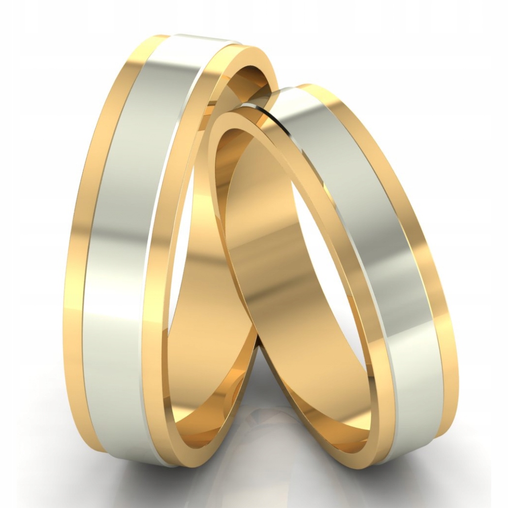 DWUKOLOROWE OBRĄCZKI BIAŁE ZŁOTO 585 GRAWER PARA