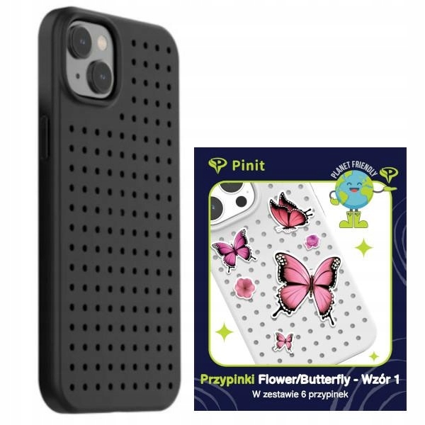 Pouzdro pro iPhone 14 Plus Pinit Dynamic Flower Butterfly Černý Vzor 1