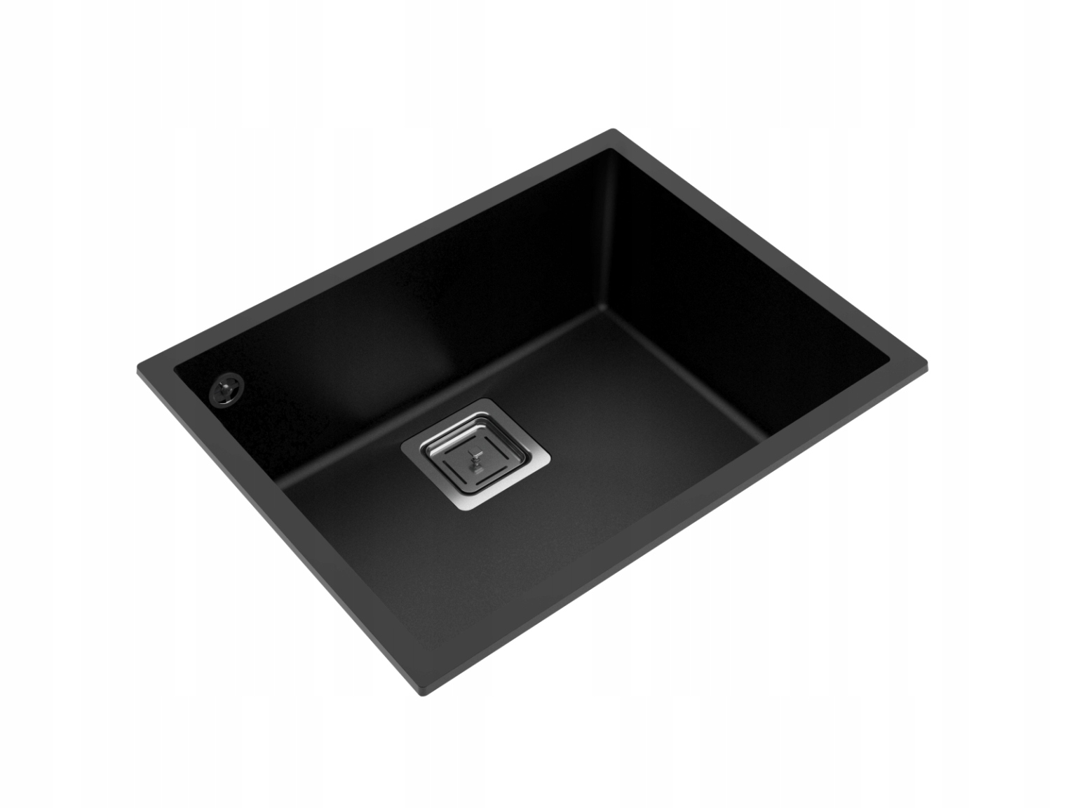 Granitový Závesný Drez Čierny Qubus Veľká Komora Sifónový Set