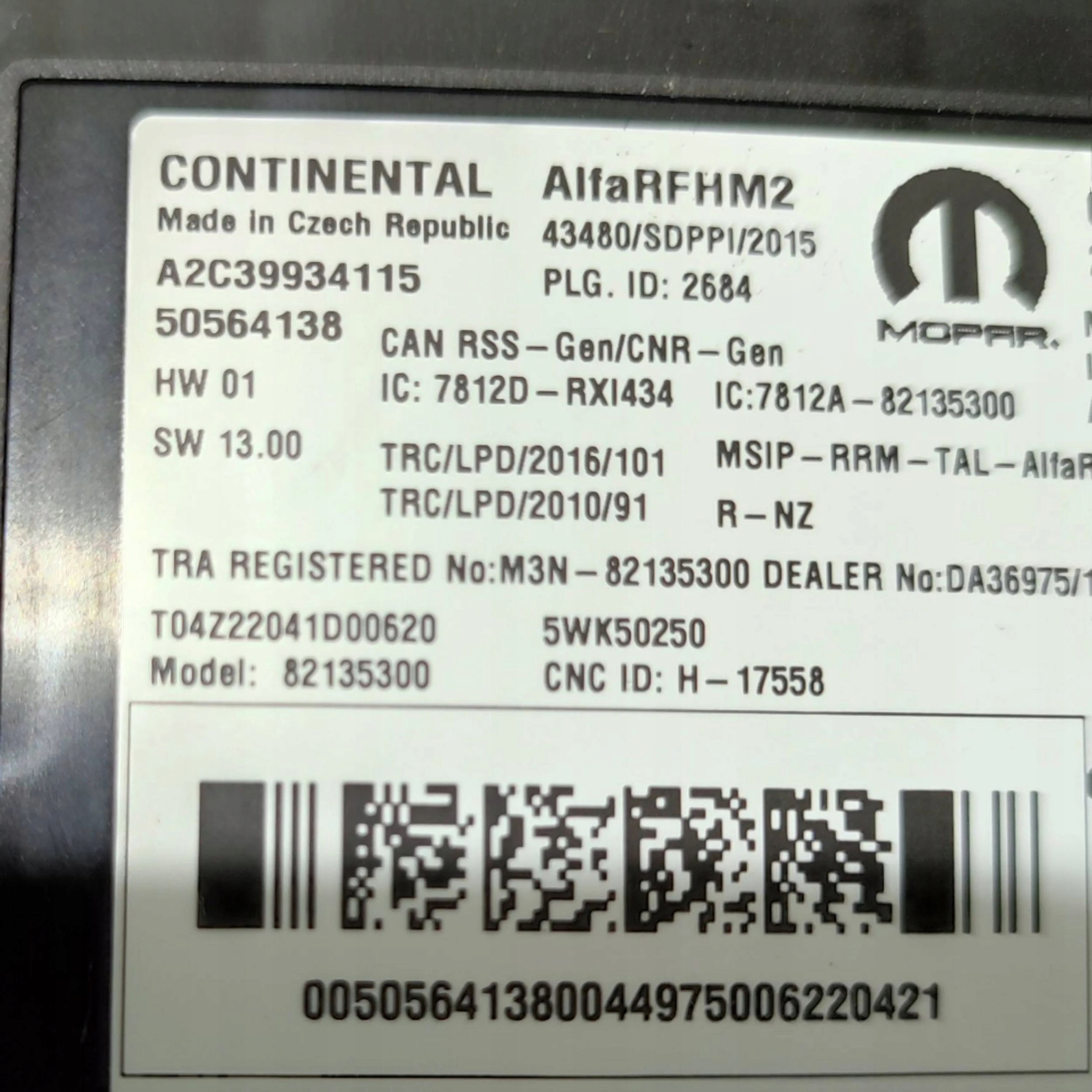 control unit Alfa Romeo Stelvio 5WK50250