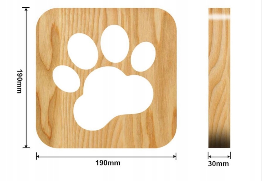 Lampka nocna LED drewno Łapa psa HIT Kolor odcienie brązu i beżu