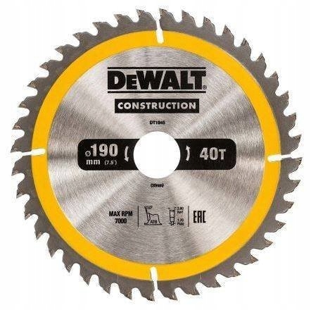 

DeWALT DT1945 tarcza piła do drewna 190 x 30 40z
