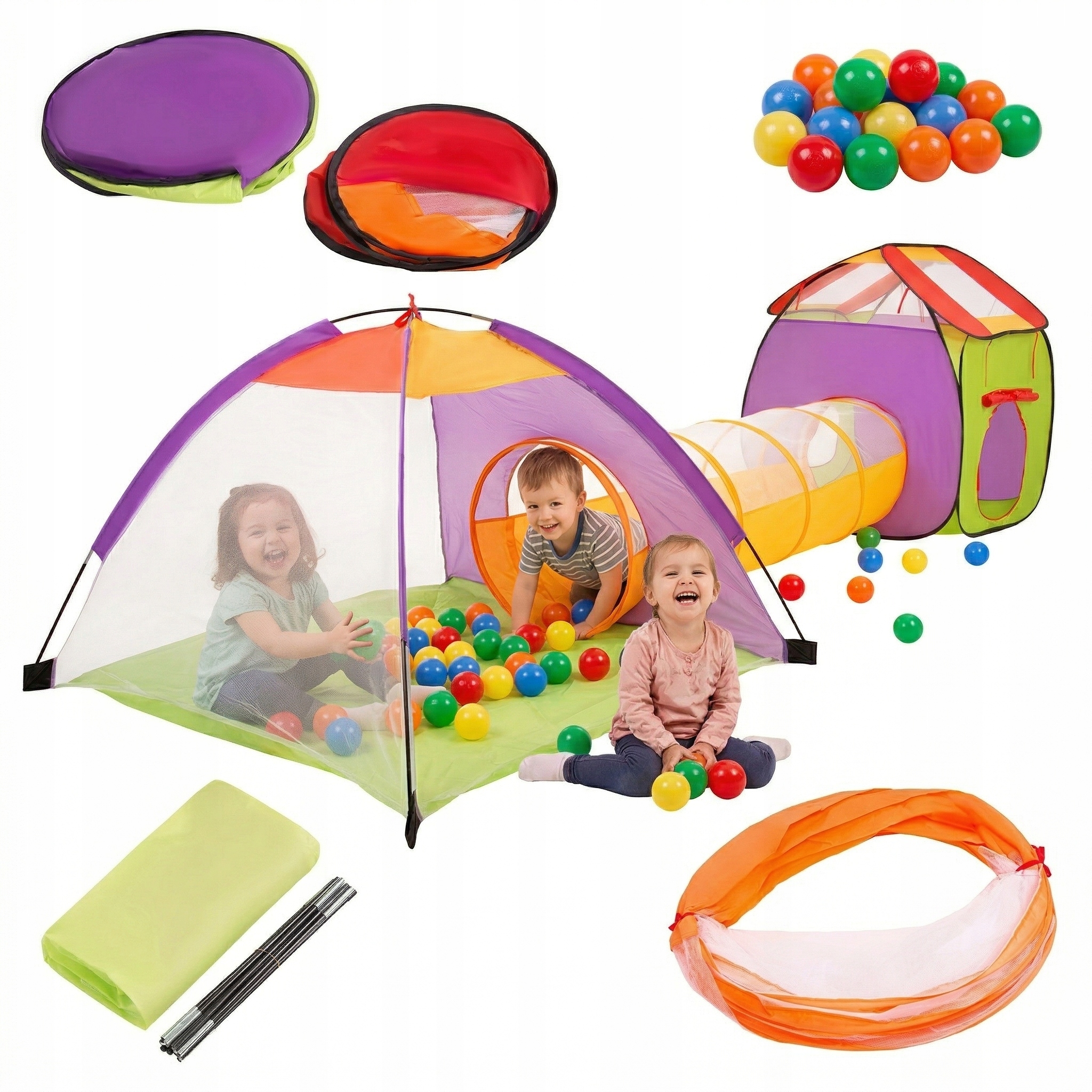 Namiot Domek Plac zabaw 3w1 tunel tipi domek Dla Dzieci 100 kulek
