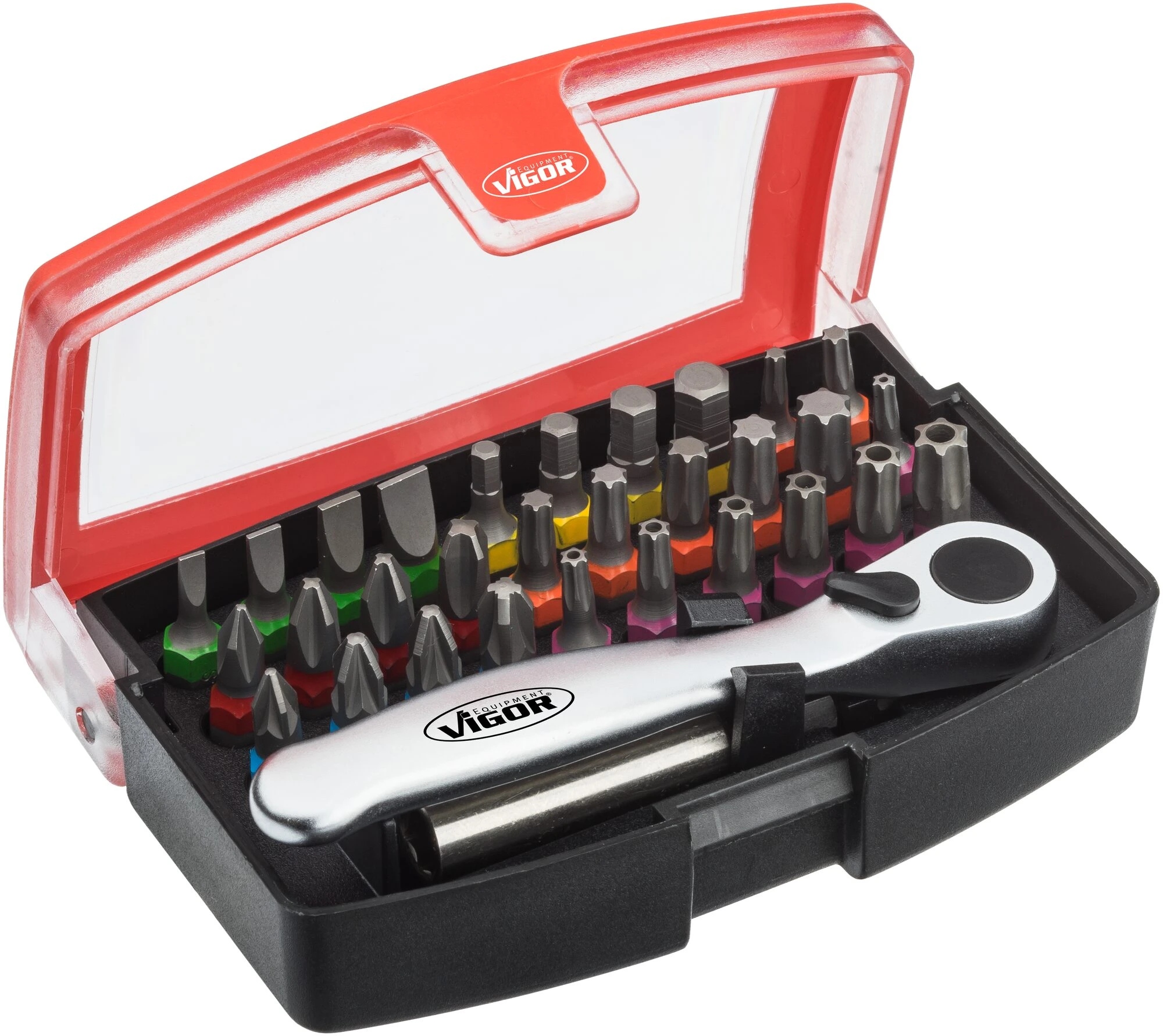 Vigor V5502, Box s bitmi, 1/4 palca (6,3 mm) šesťhran