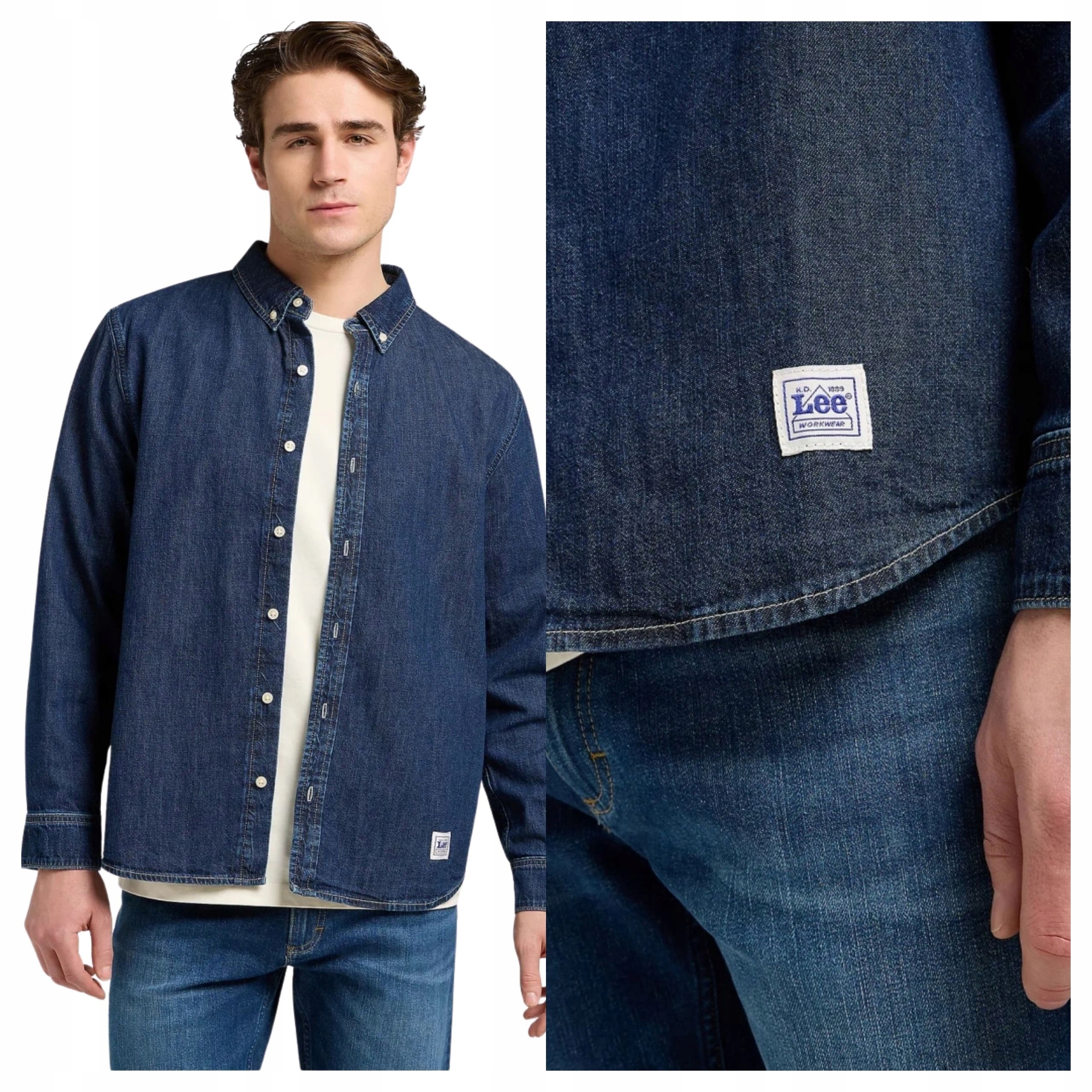 Pánská košile Lee Button Down Modrá Džínová Klasická L