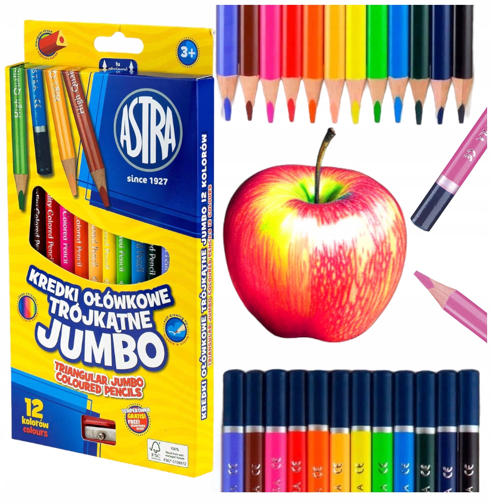 

Grube Kredki Trójkątne Jumbo Astra 12 Szt