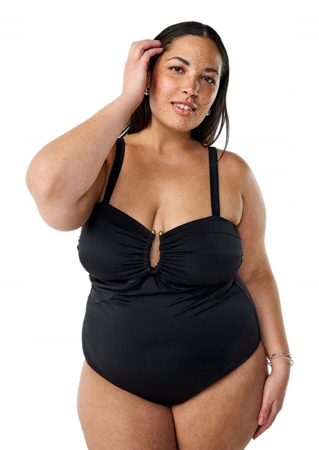 Zizzi Černé Jednodílné Plavky S Výstřihem 796A 52