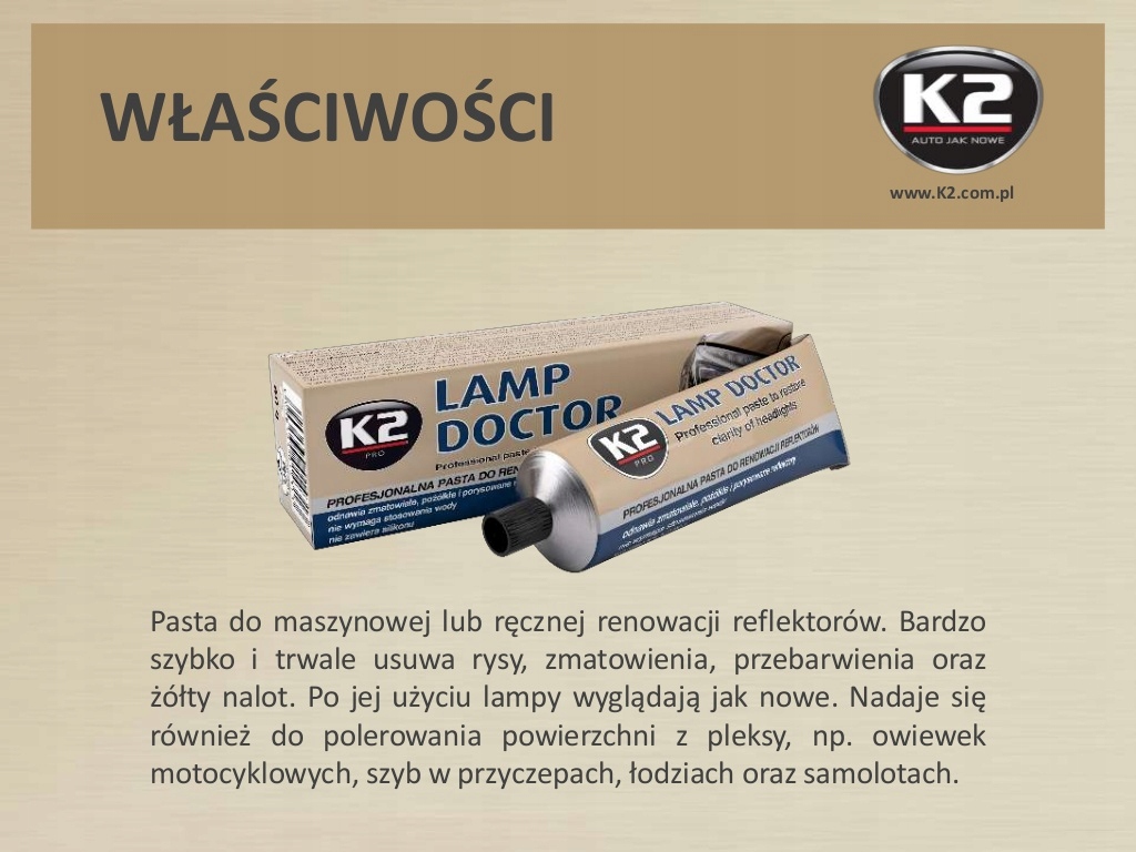 K2 LAMP DOCTOR PASTA USUWA RYSY REFLEKTORÓW 1486 Rodzaj polerowanie lamp