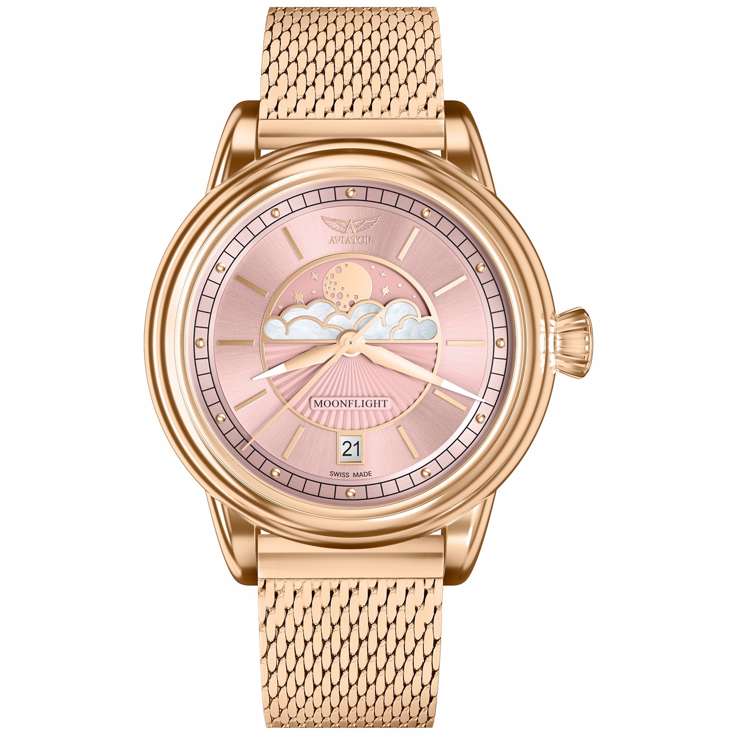 Dámské hodinky Aviator V.1.33.2.258.5 růžové zlato