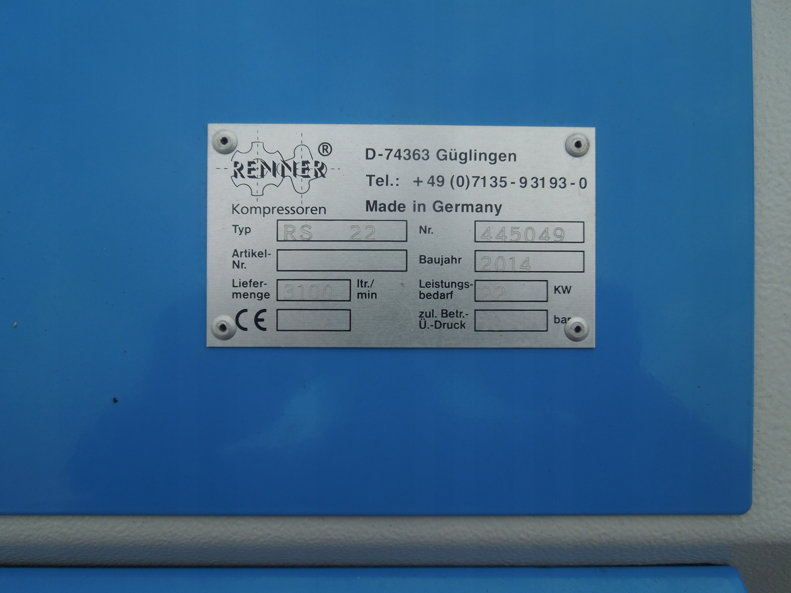 KOMPRESOR ŚRUBOWY RENNER 22Kw 2014r !! Model RS