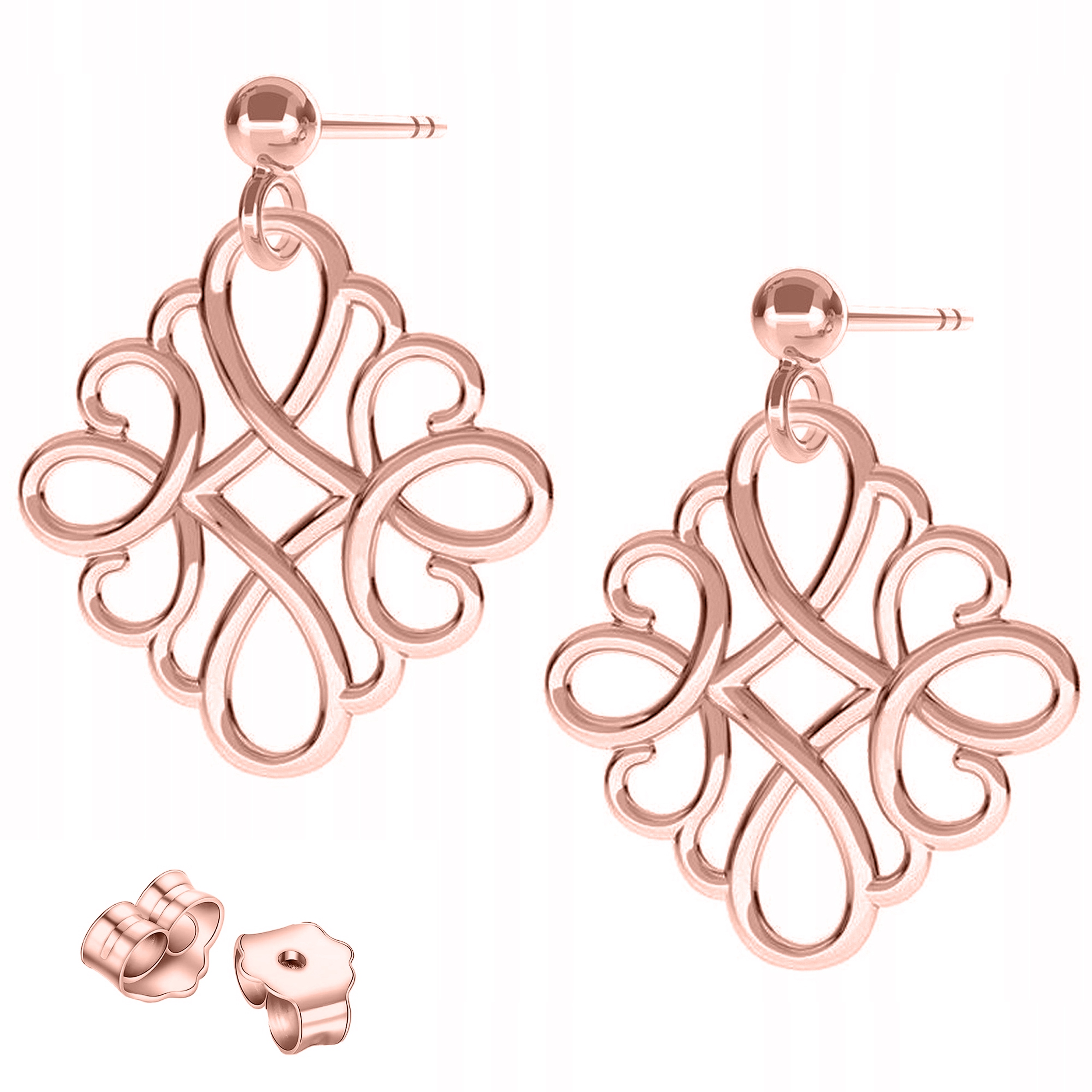 Náušnice Pozlacené spojovací prvky Ažurové šroubky Ažurový vzor Stříbro 925