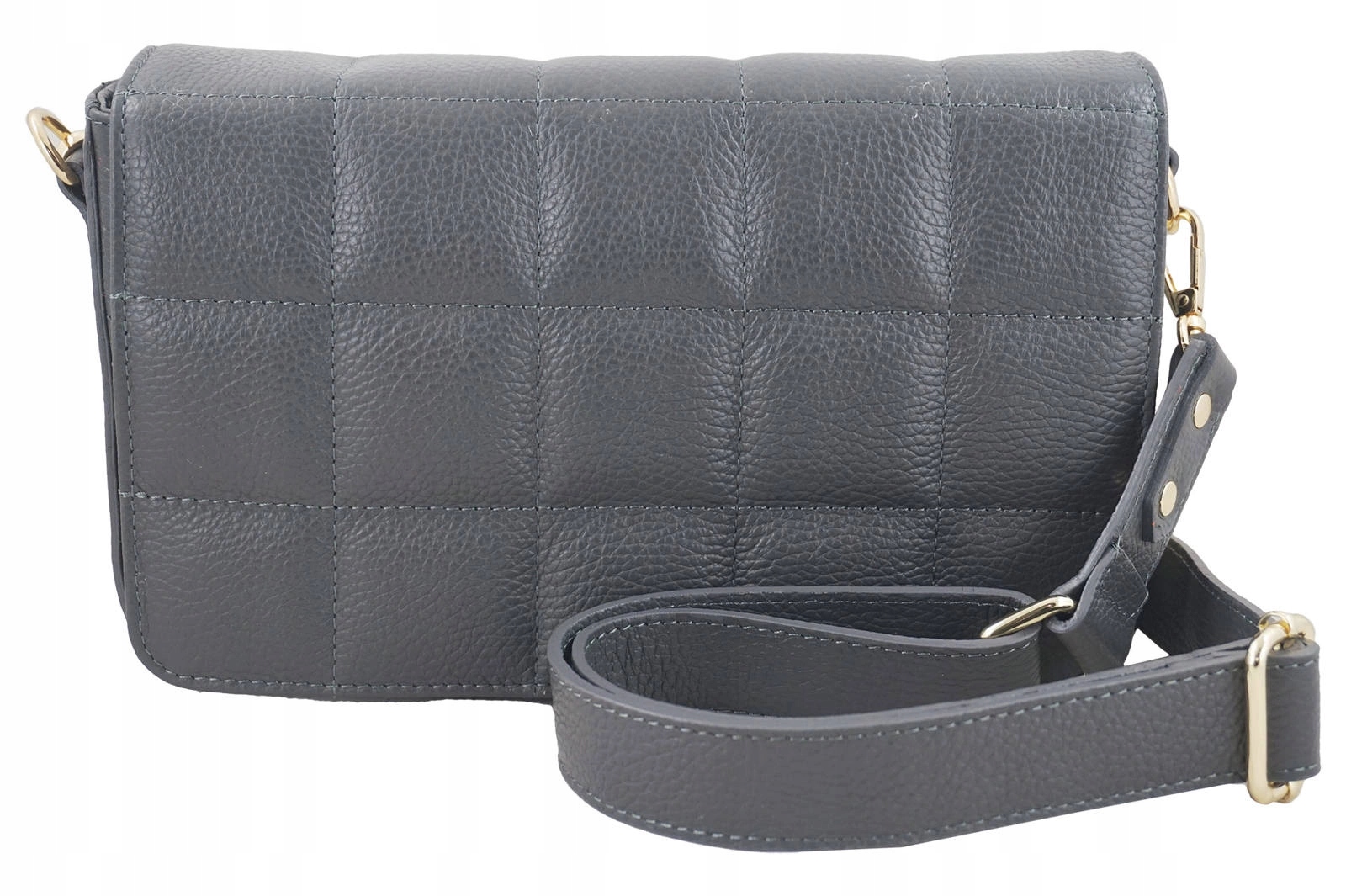 Dámská kožená kabelka přes rameno prošívaná šedá tmavá