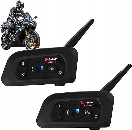2x Interkom Motocyklowy Bluetooth 1500M 850mAh Zestaw Słuchawkowy do Kasku Typ mikrofonu integralny