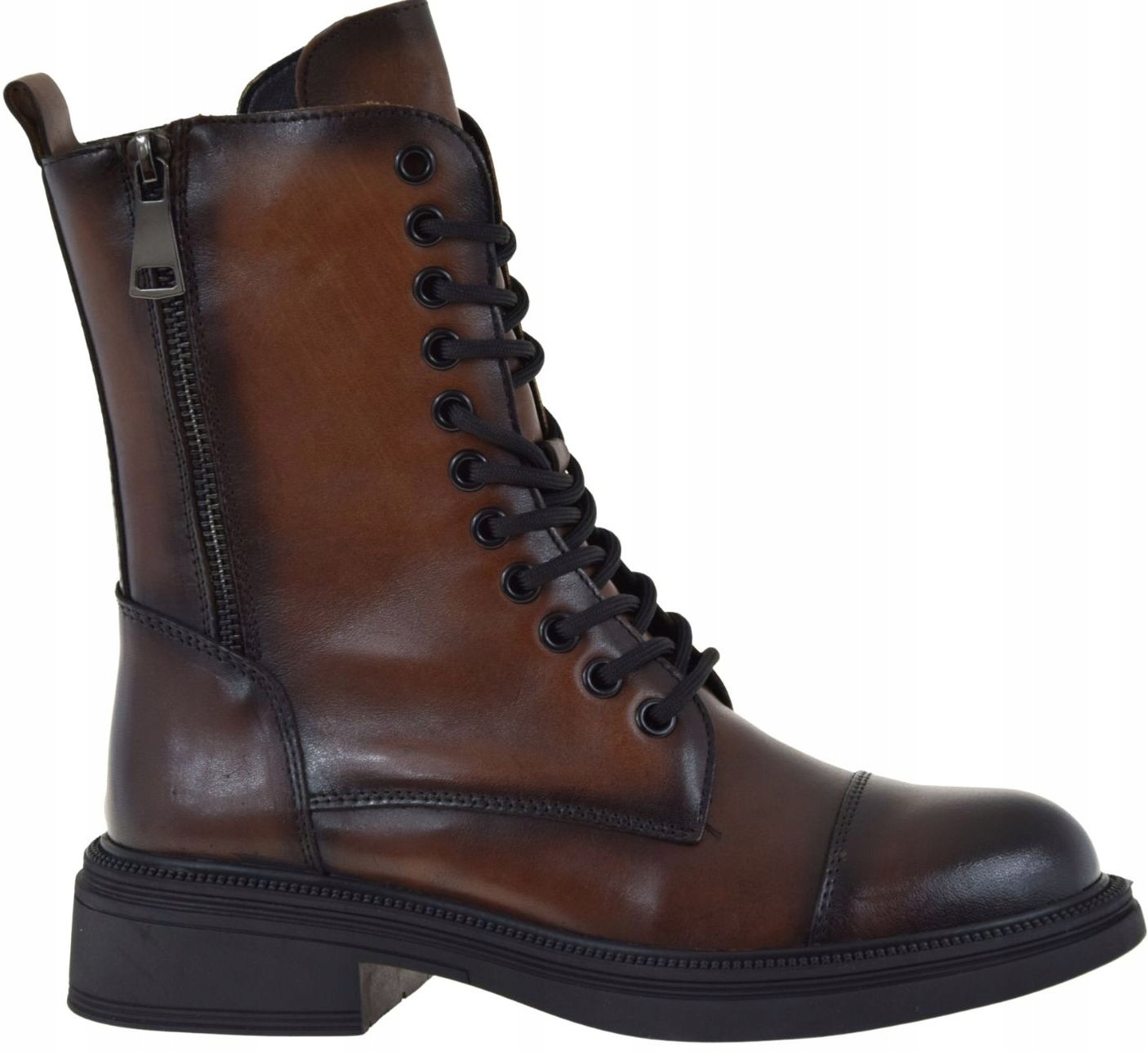 Dámské kotníkové boty kožené, hnědé, zateplené, šněrovací S.barski MK62-7031 VEL.41