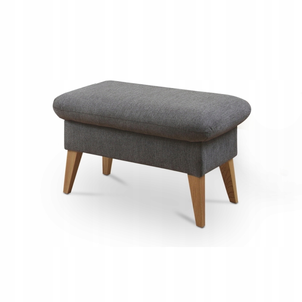 Podnožka Grimmu světle béžová z hydrofobní tkaniny velur nohy světlé dřevo