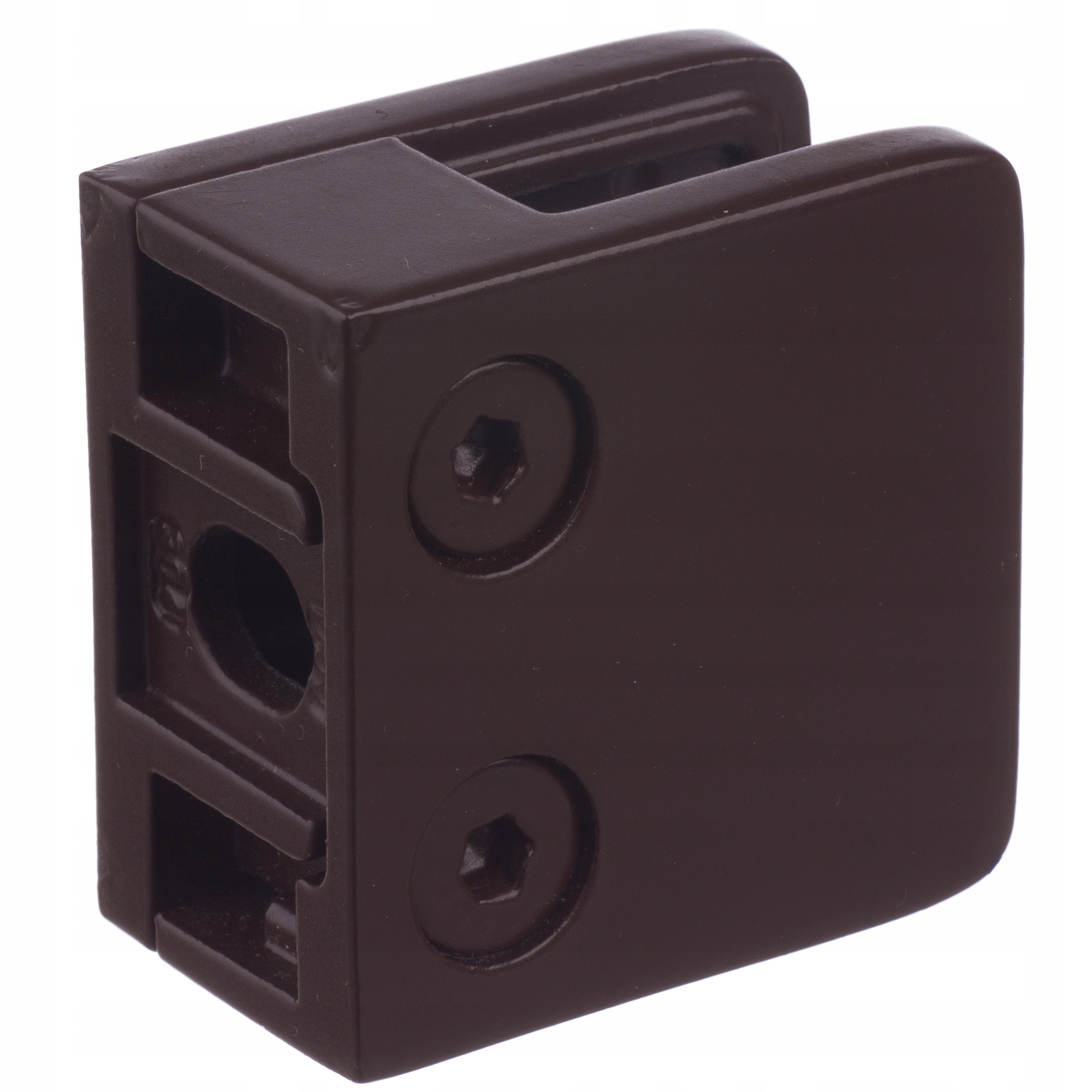 UCHWYT DO SZKŁA BALUSTRAD 45x45 BRĄZOWY RAL 8017