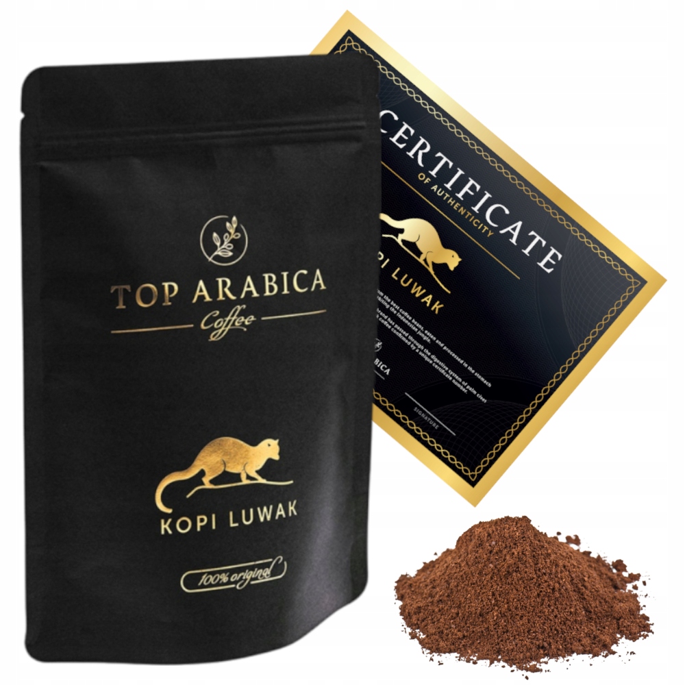 Mletá káva Kopi Luwak 100% Arabica 100 g certifikát pravosti