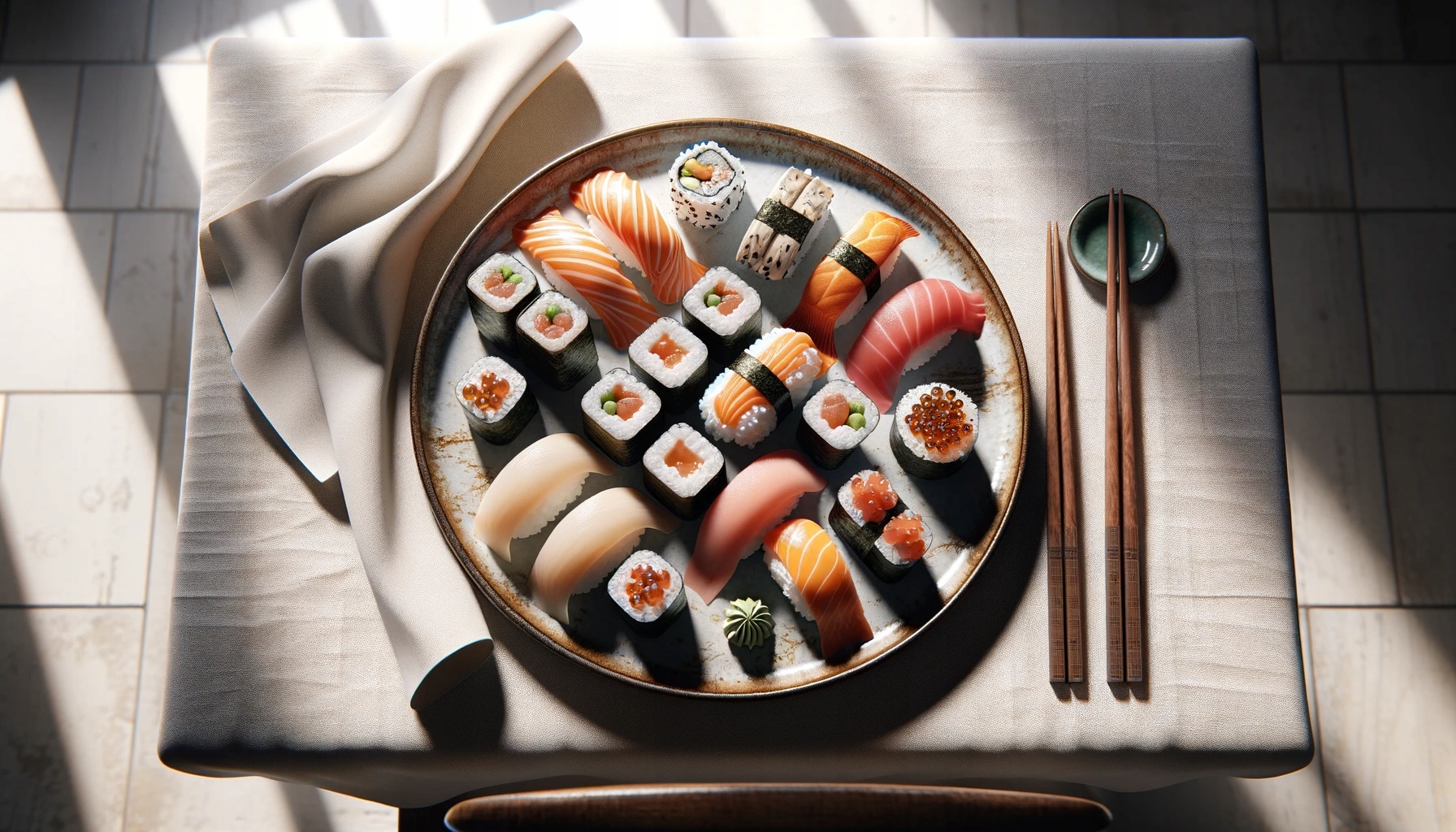 Diamantová výšivka Sushi Kuchyňské jídlo Rybí nádobí Velké XXL 40x60 cm