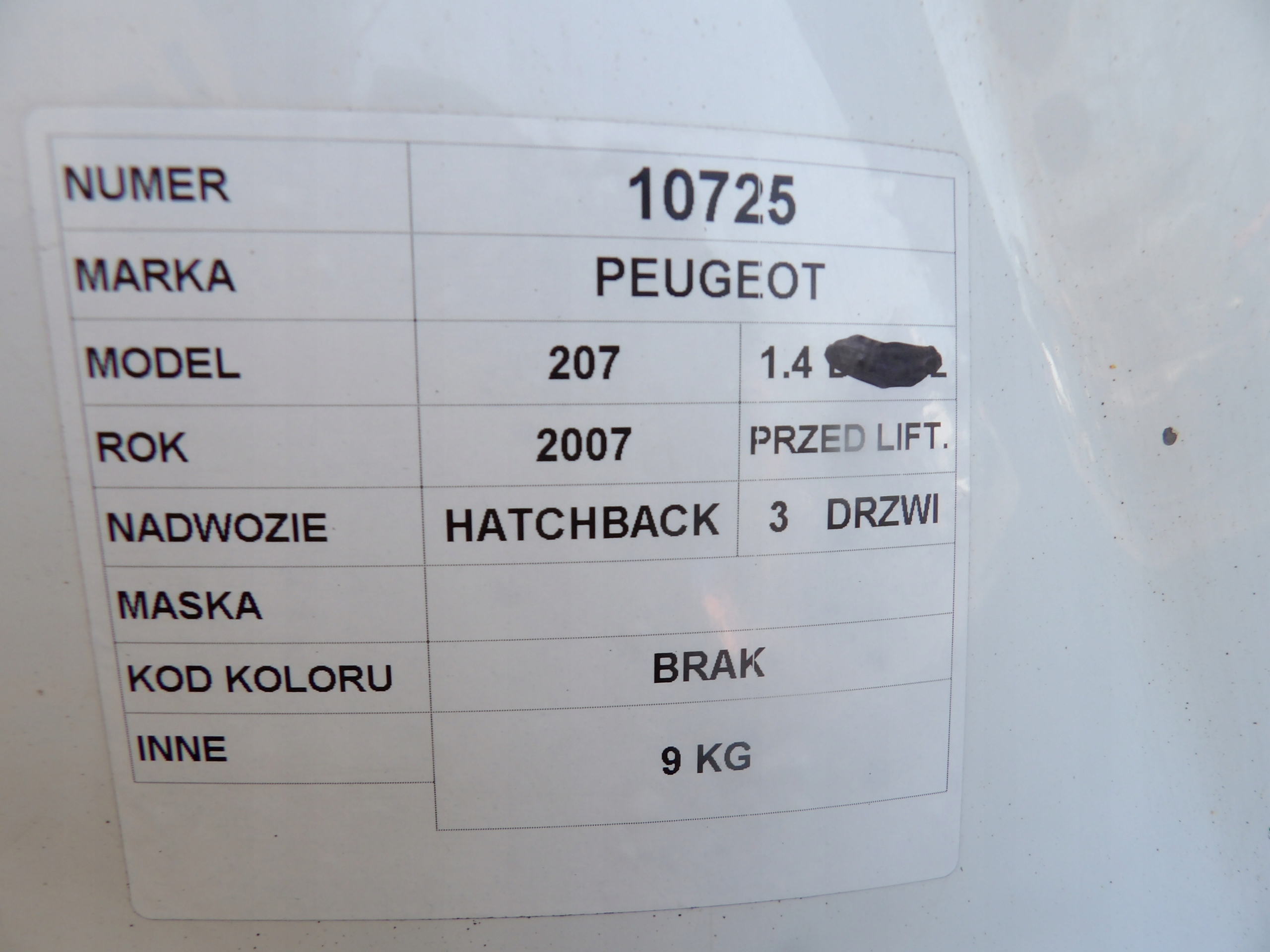 Peugeot 207 motorhaube