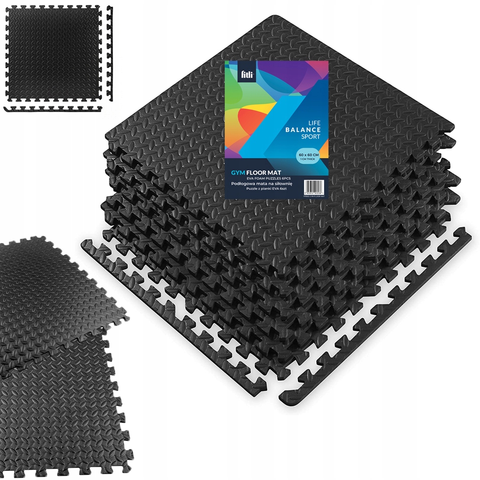 Mata Piankowa Do Ćwiczeń pod sprzęt Puzzle Piankowe do siłowni 6szt 60x60CM