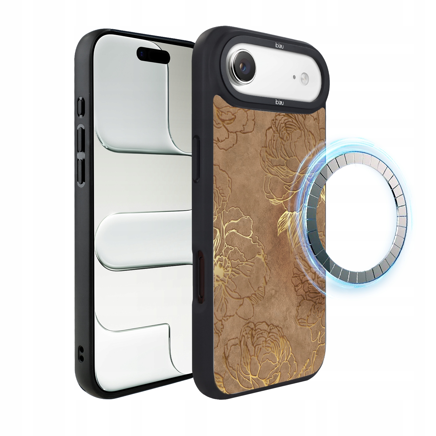 Pouzdro pro iPhone Air Ibizu DropGuard Matt s MagSafe, zlaté pivoňky