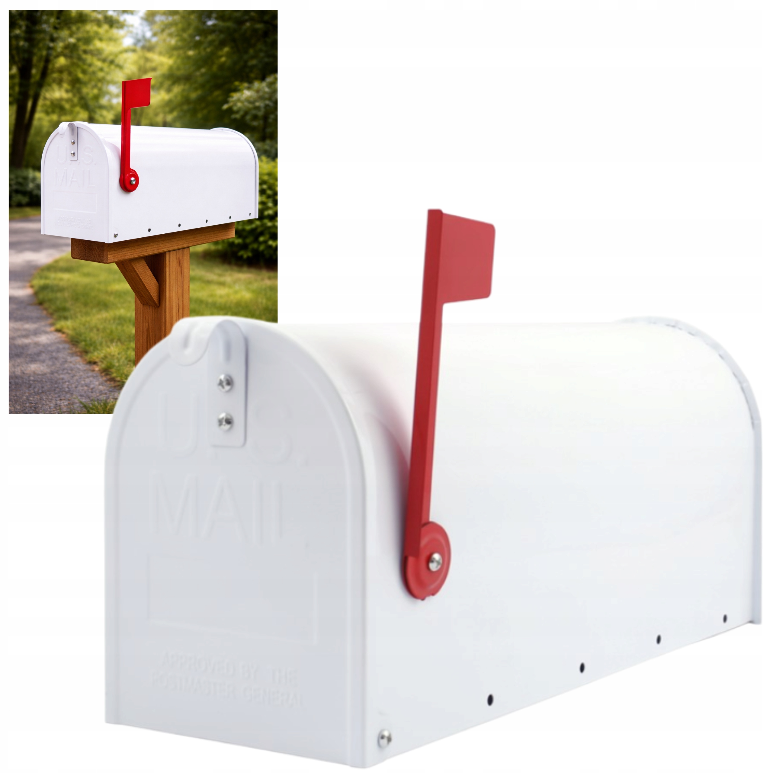 Poštovní schránka se zvedací vlajkou Bílá