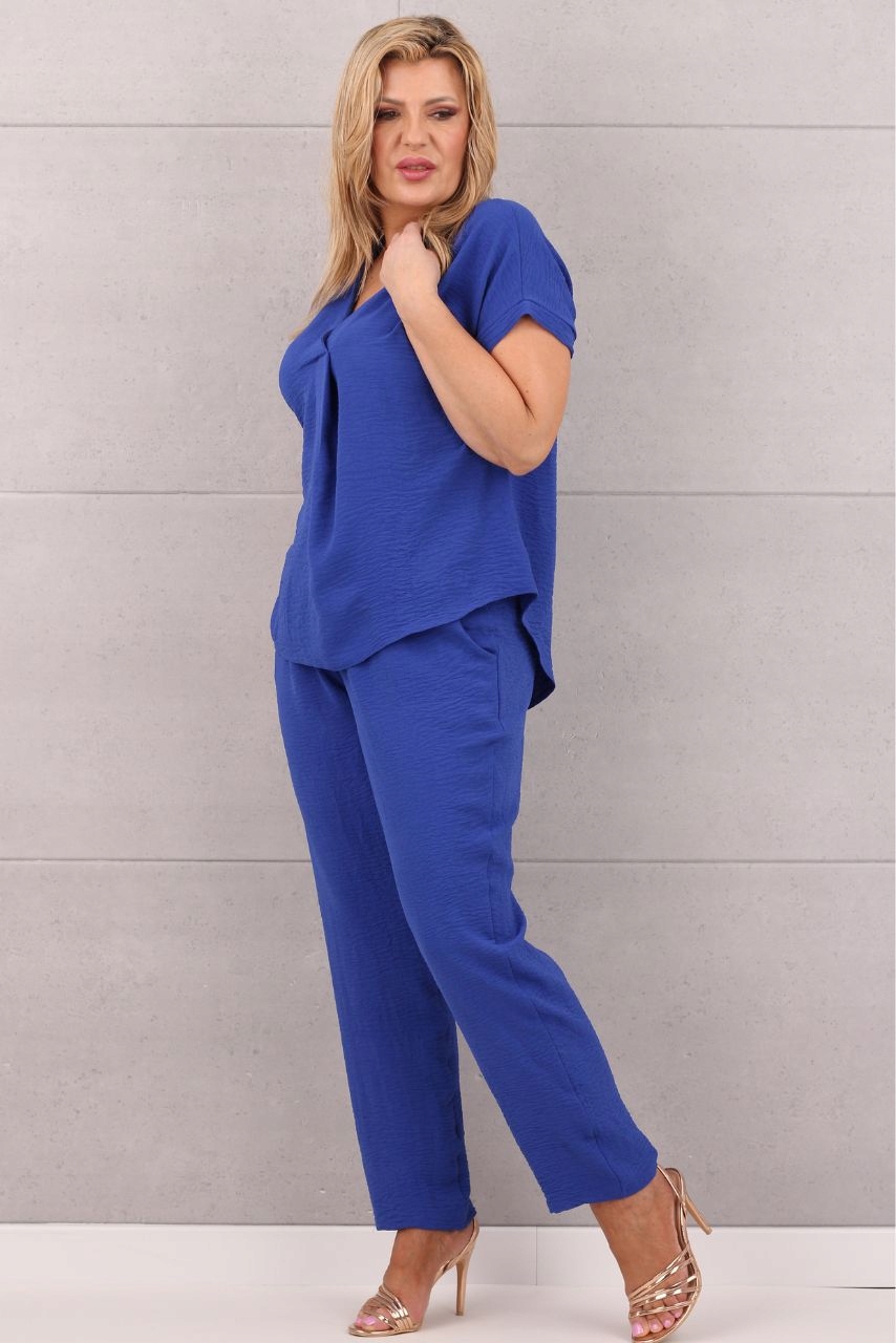 ELEGANCKI KOMPLET DAMSKI DUŻE ROZMIARY POLSKI PRODUCENT BLUZKA I SPODNIE Rozmiar 46