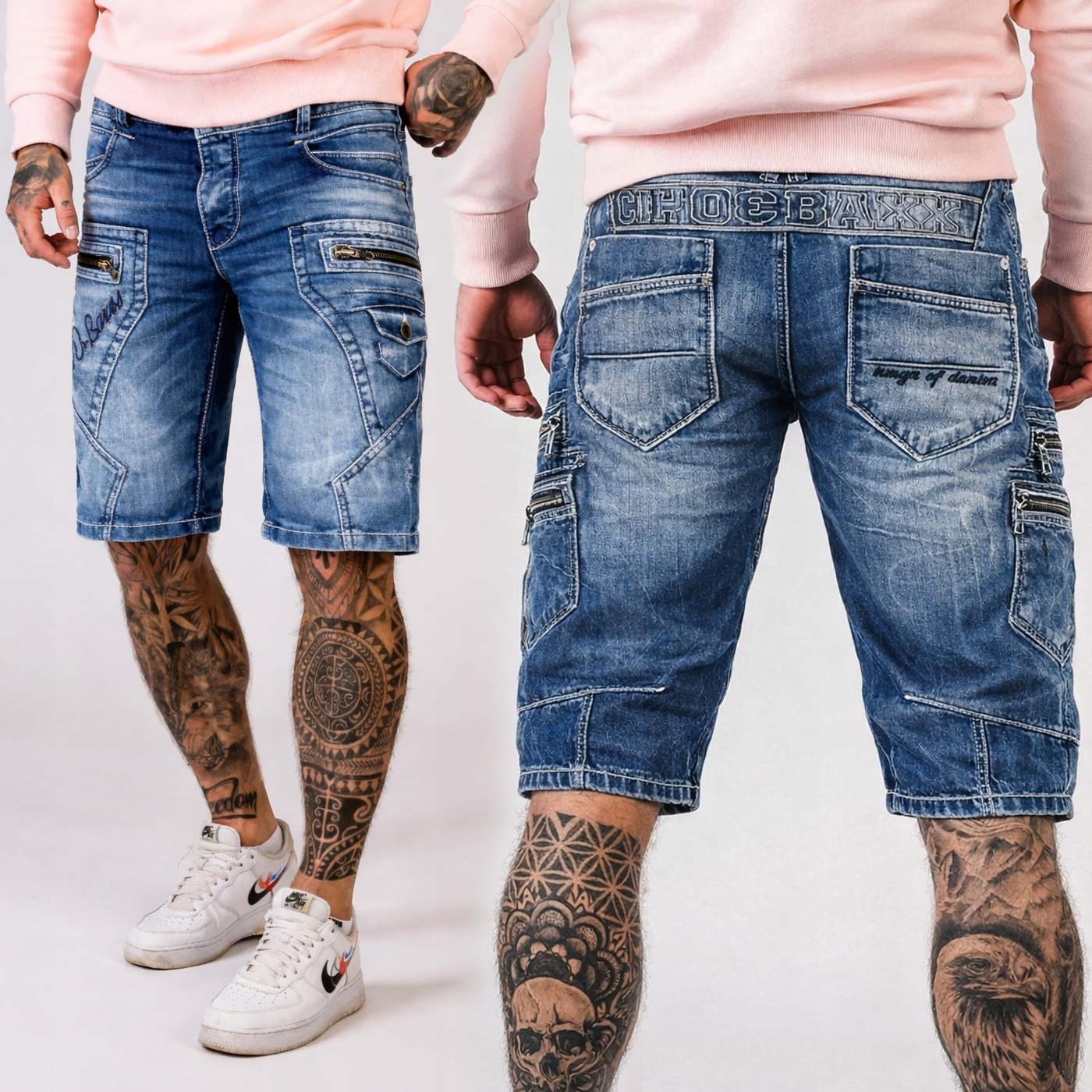 Kraťasy Džíny Light Blue Kapsáče Denim Cipo Baxx