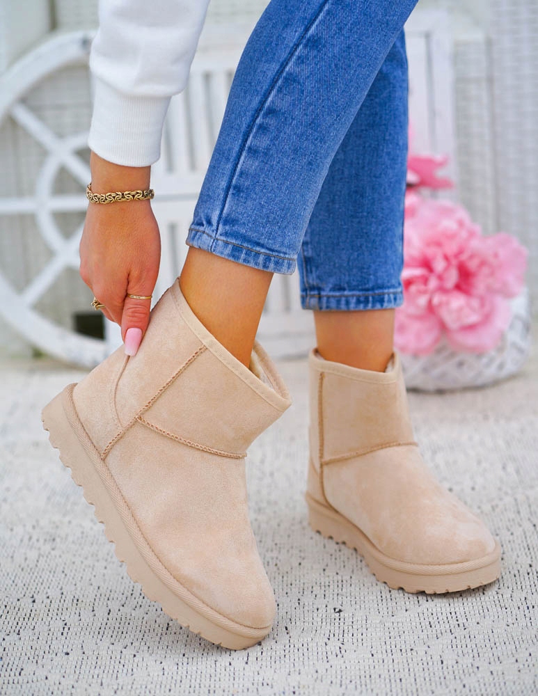 Beżowe Śniegowce Botki Na Platformie Ocieplane Saszki Basic 38 Rozmiar 38