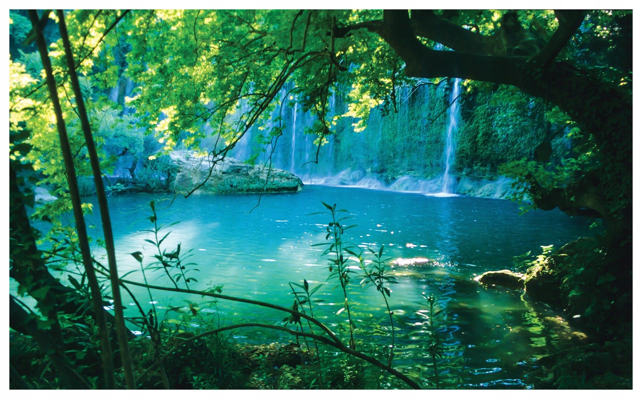 Fototapeta Vodopád Jezero Les relaxace harmonie vinyl 416x254 stěna lepidlo