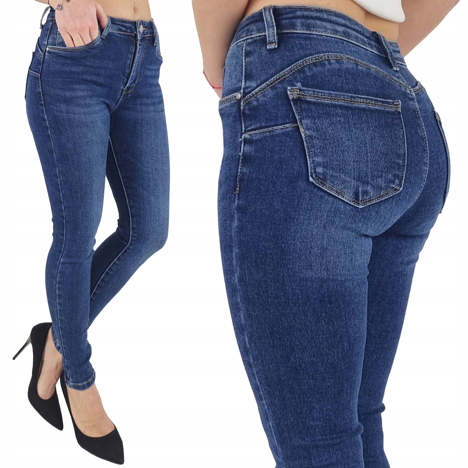 Damskie spodnie Premium M.Sara jeans Niebieskie dopasowana nogawka