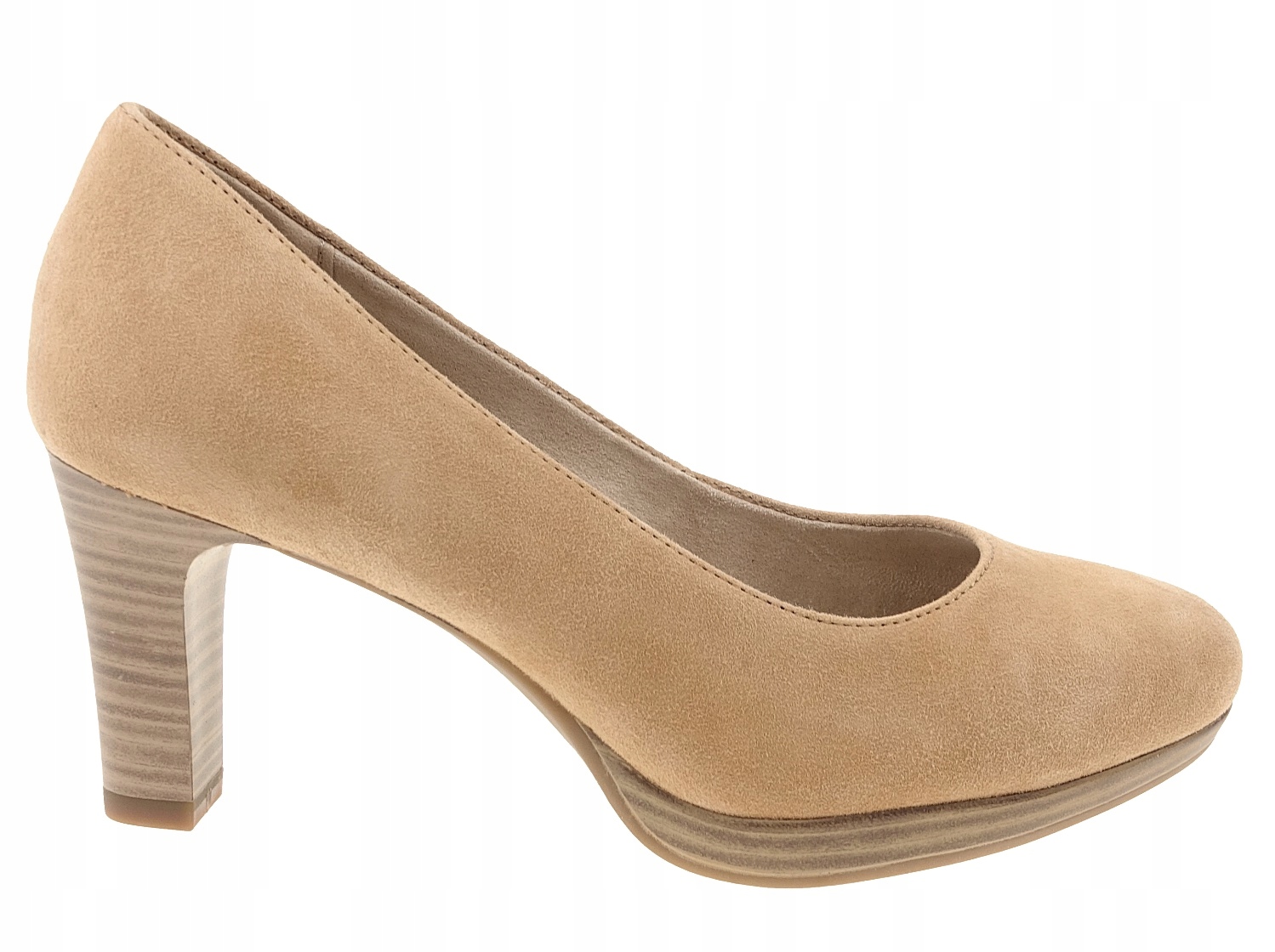 Tamaris czółenka buty 22410 tan suede, welur skóra New 39