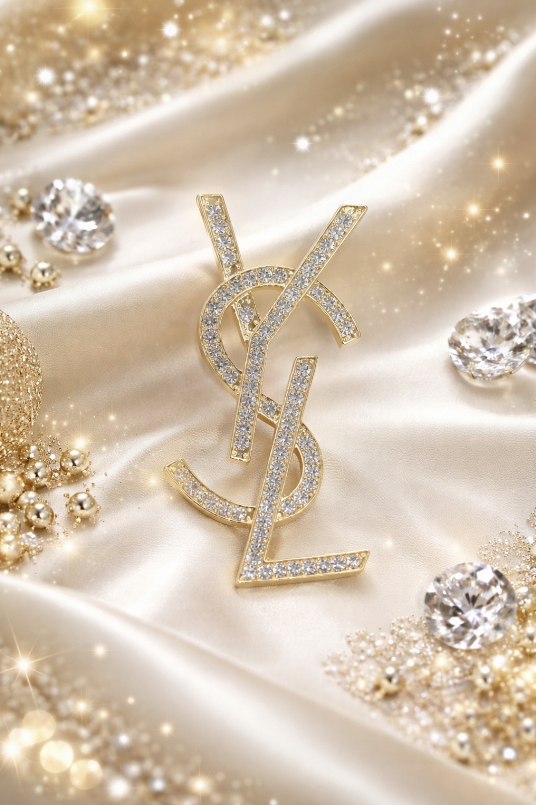 Broszka w stylu YSL - cyrkonie