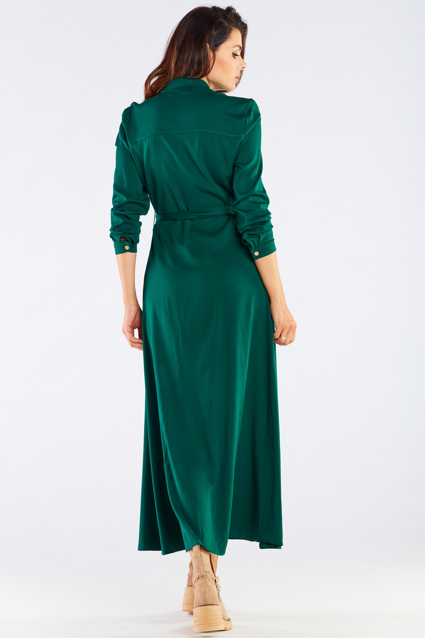 Sukienka maxi z górą koszulową Zielona A451 r. M Rozmiar M