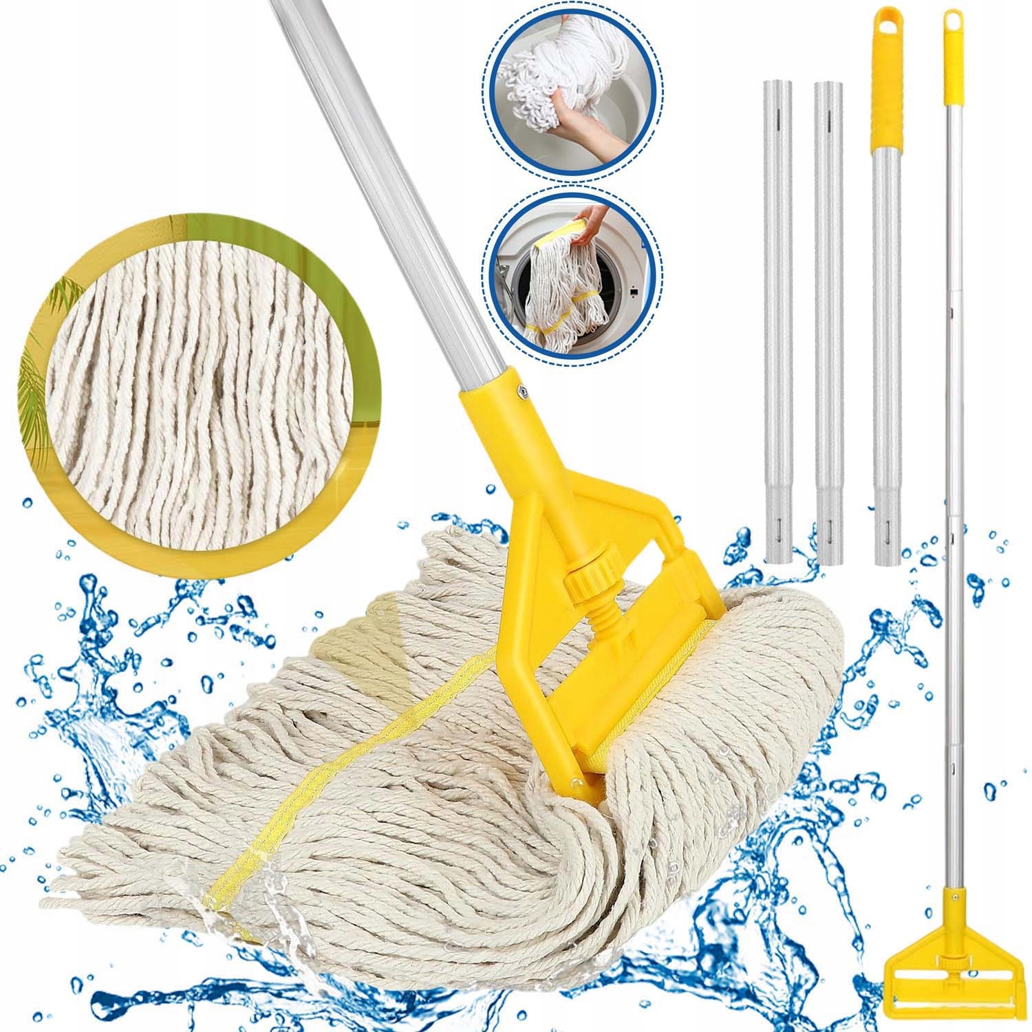 Levně Bavlněný Provázkový Mop S Dlouhou Rukojetí Rychle Absorbuje Vodu A Je Odnímatelný