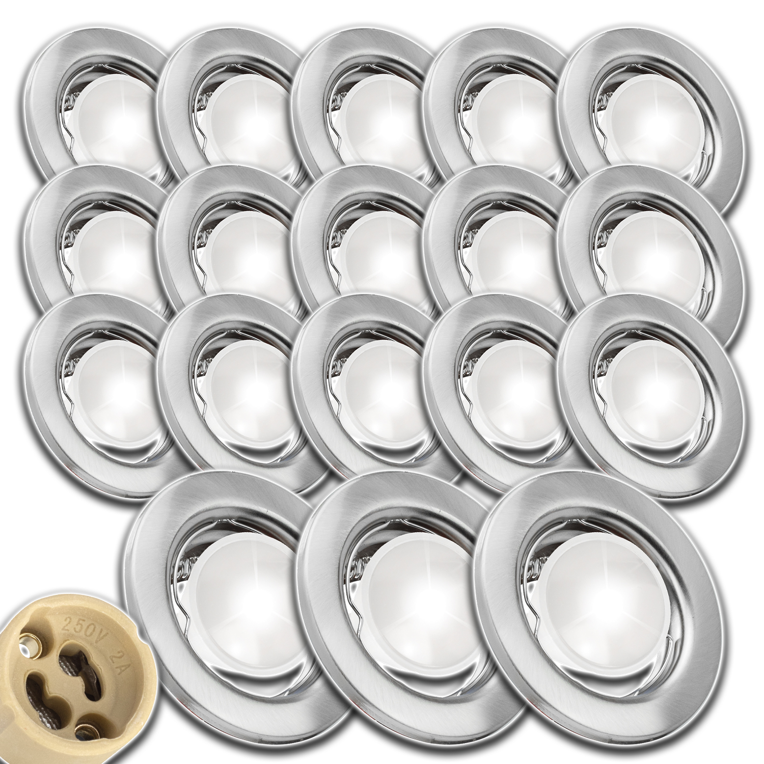 18x Halogenová Led Stropní Lampa Podomítková Žárovka GU10 1,5W Saténová