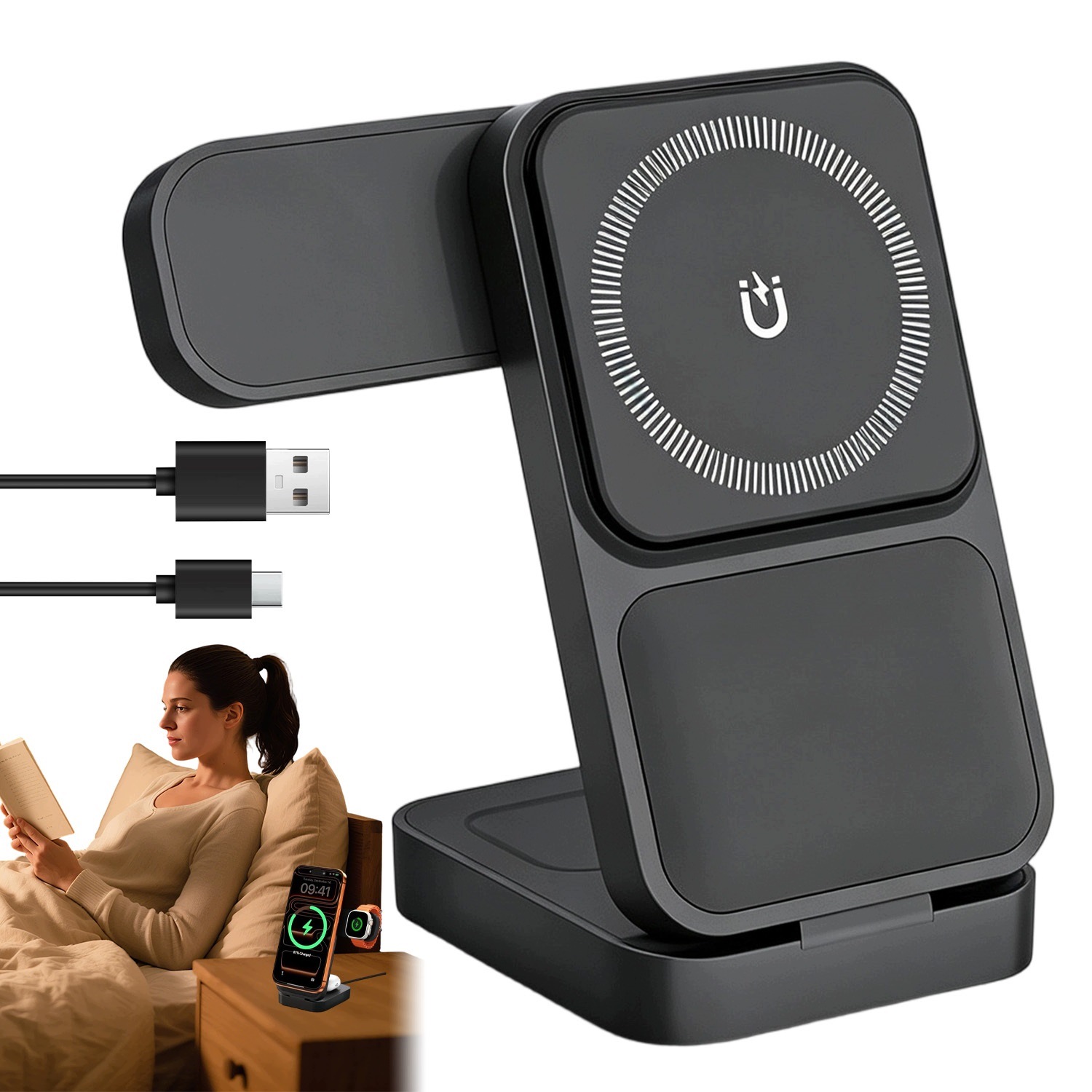 Rychlá Bezdrátová Indukční Nabíječka 15W, Pd 30W Fast Charge, MagSafe 3V1