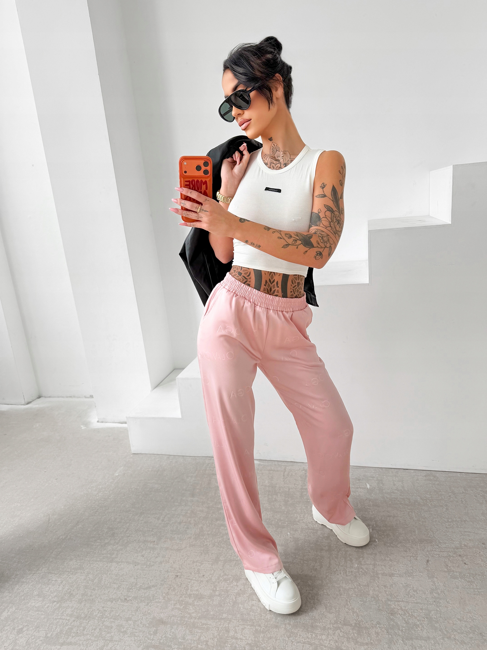 Spodnie damskie Olavoga Luxe Lounge Pudrowe S