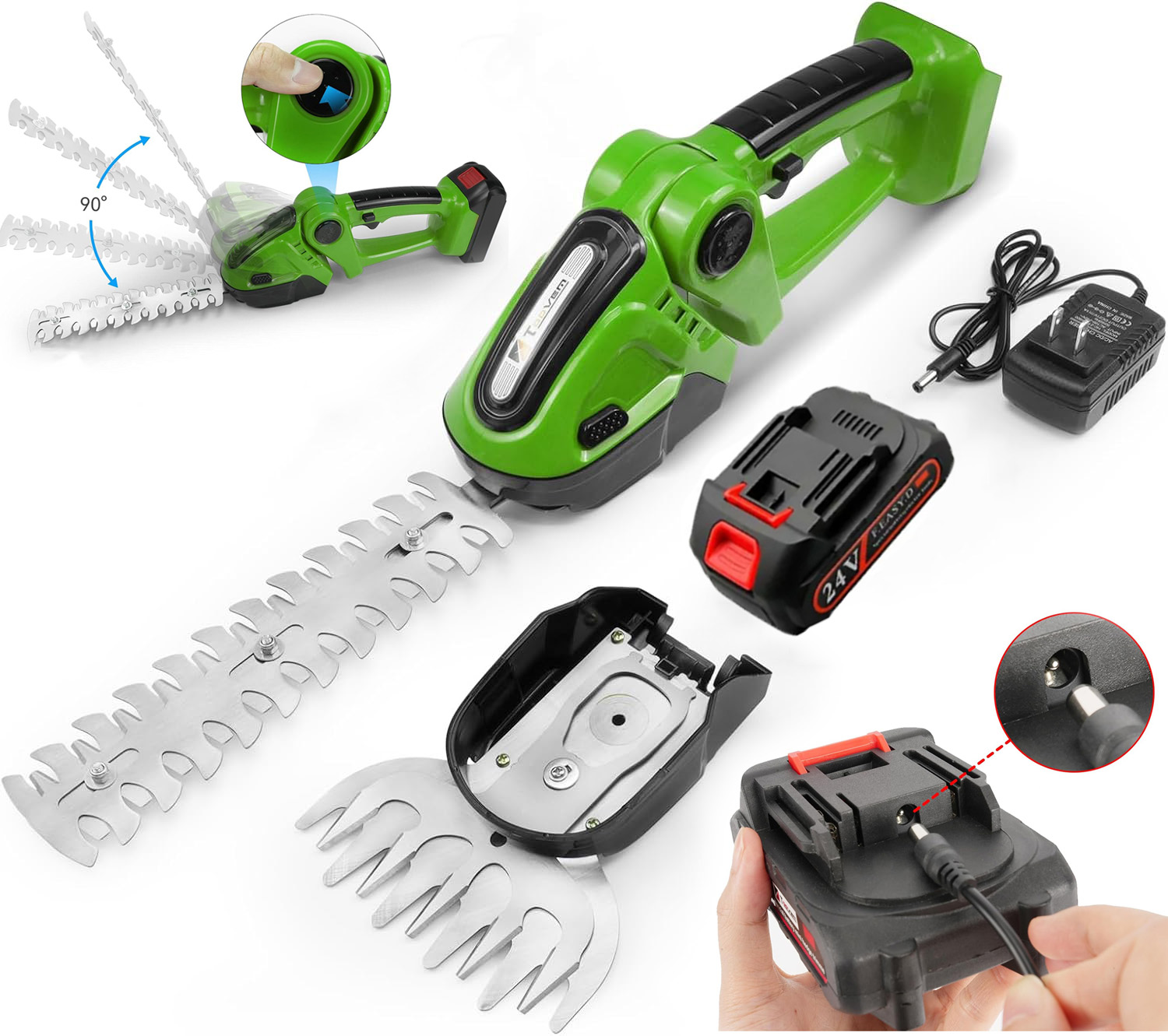 Výkonné Akumulátorové Nůžky Na Živý Plot Trávy Keřů 24V Aku