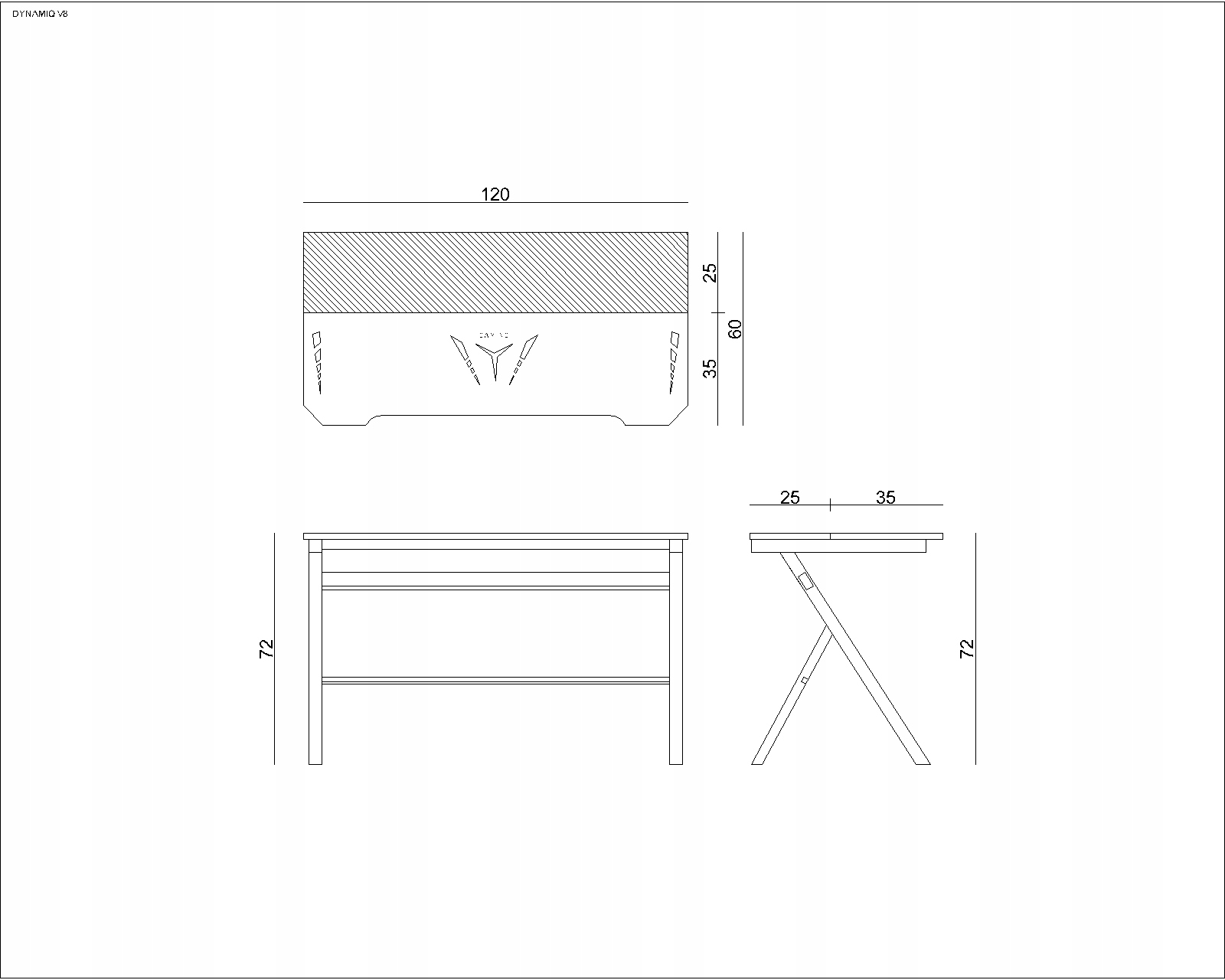 Biurko gamingowe Dynamiq V8 dla gracza LED design Głębokość mebla 60 cm