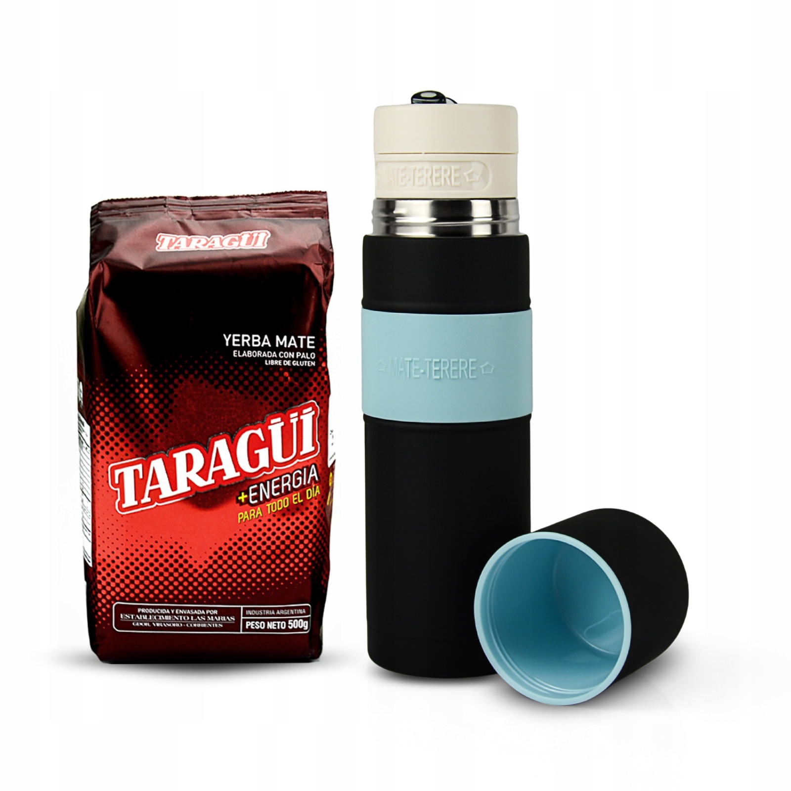 Zestaw Yerba Mate Taragui Energia 500g Yerbomos 700 ml Czarny